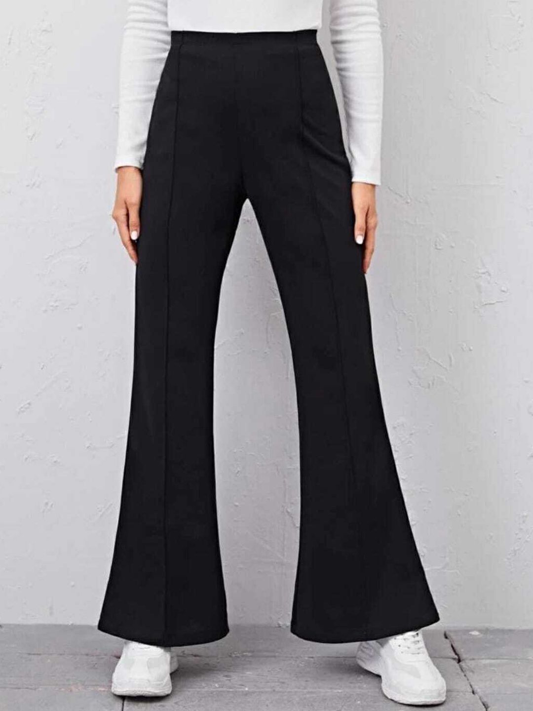 broadstar Women Flared Black Lycra Blend Trousers-picture-40