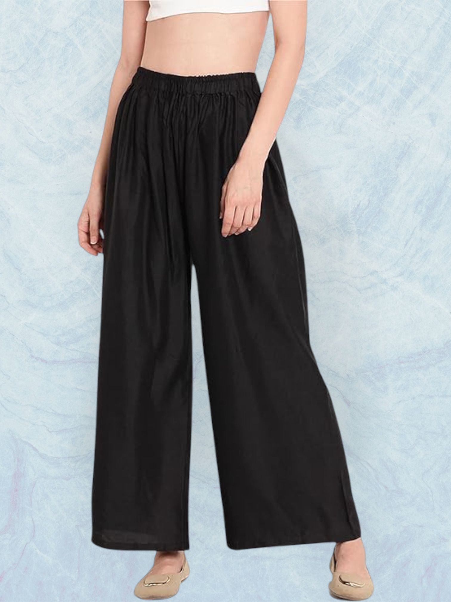 Women Comfort Fit Black Viscose Rayon Trousers-image-41