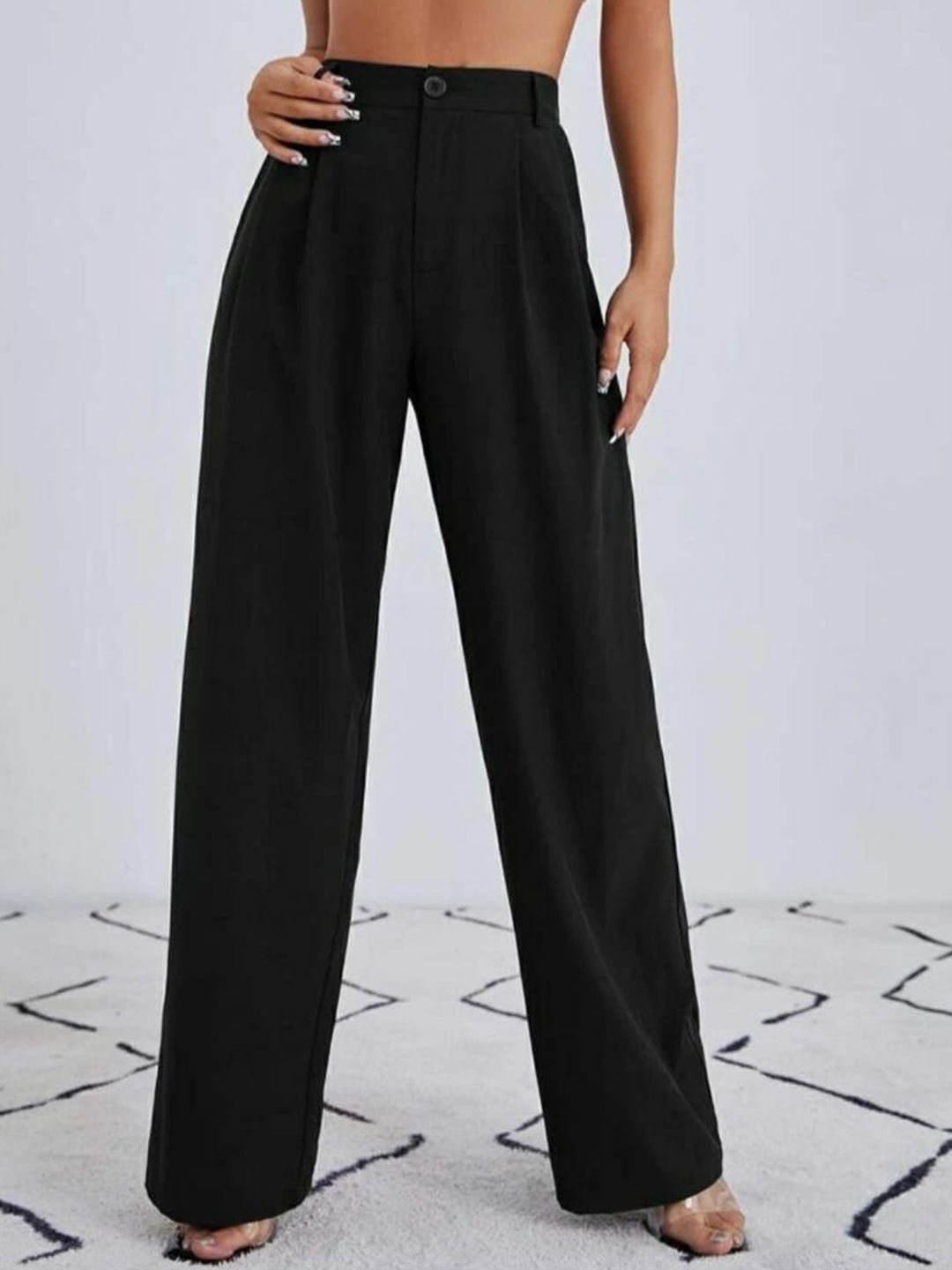 broadstar Women Loose Fit Black Lycra Blend Trousers-picture-29