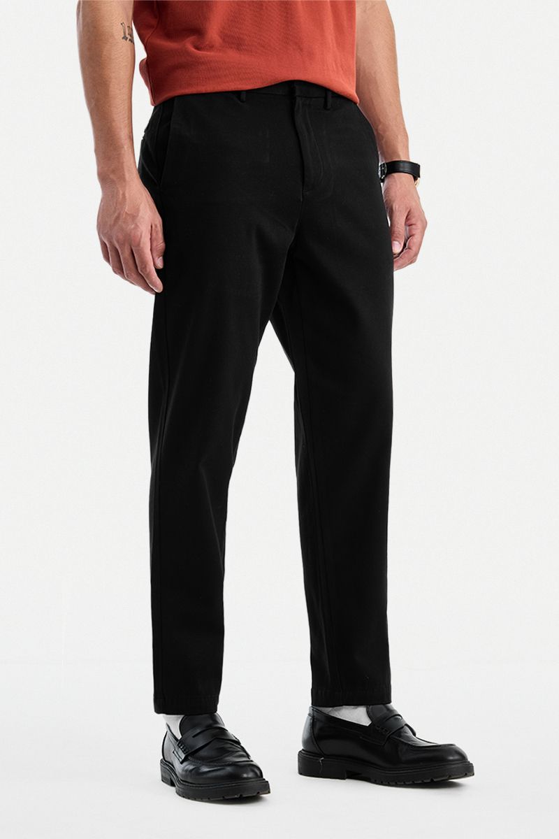snitch Men Straight Fit Black Cotton Blend Trousers-picture-31