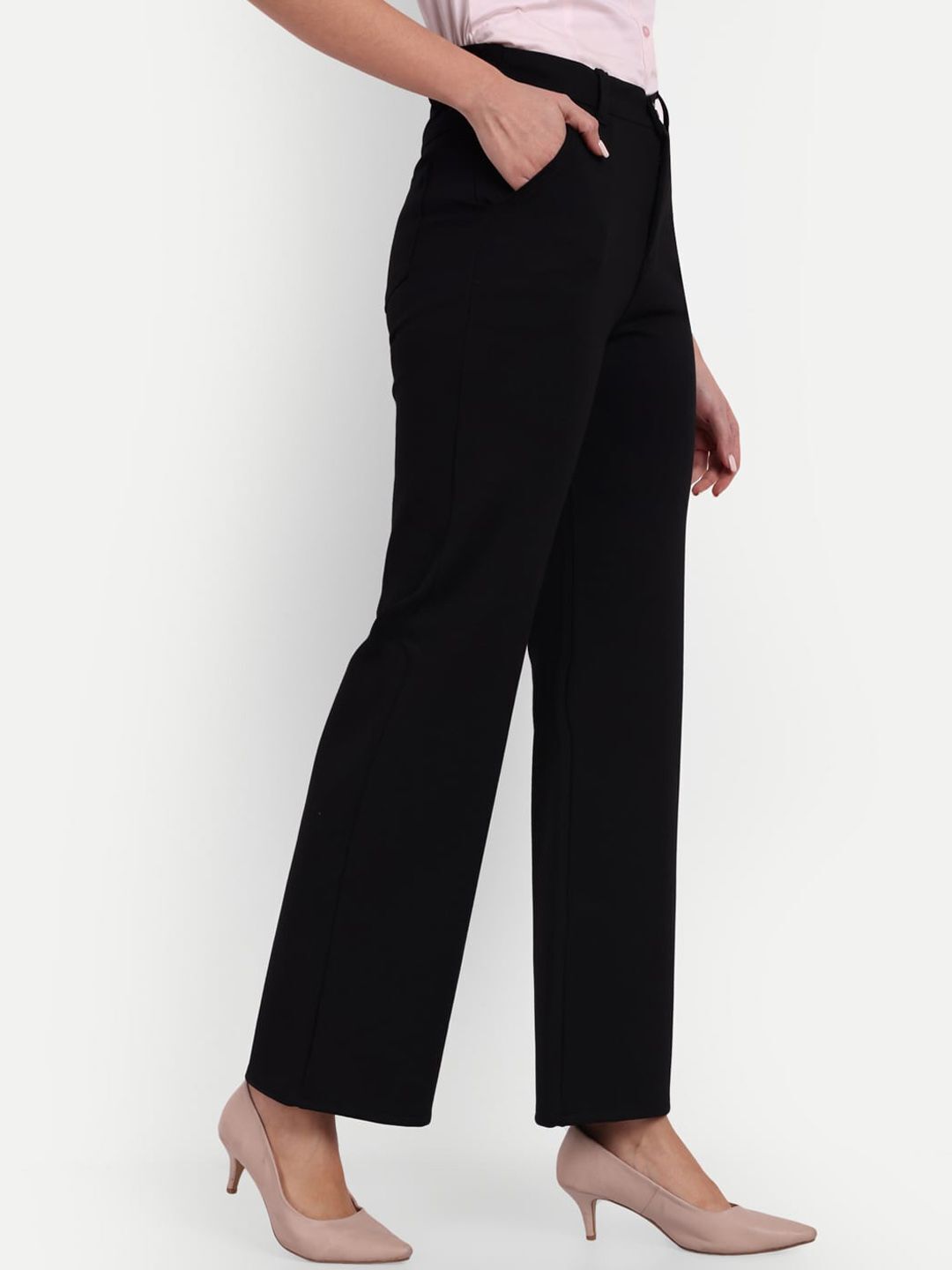 broadstar Women Loose Fit Black Lycra Blend Trousers-picture-24