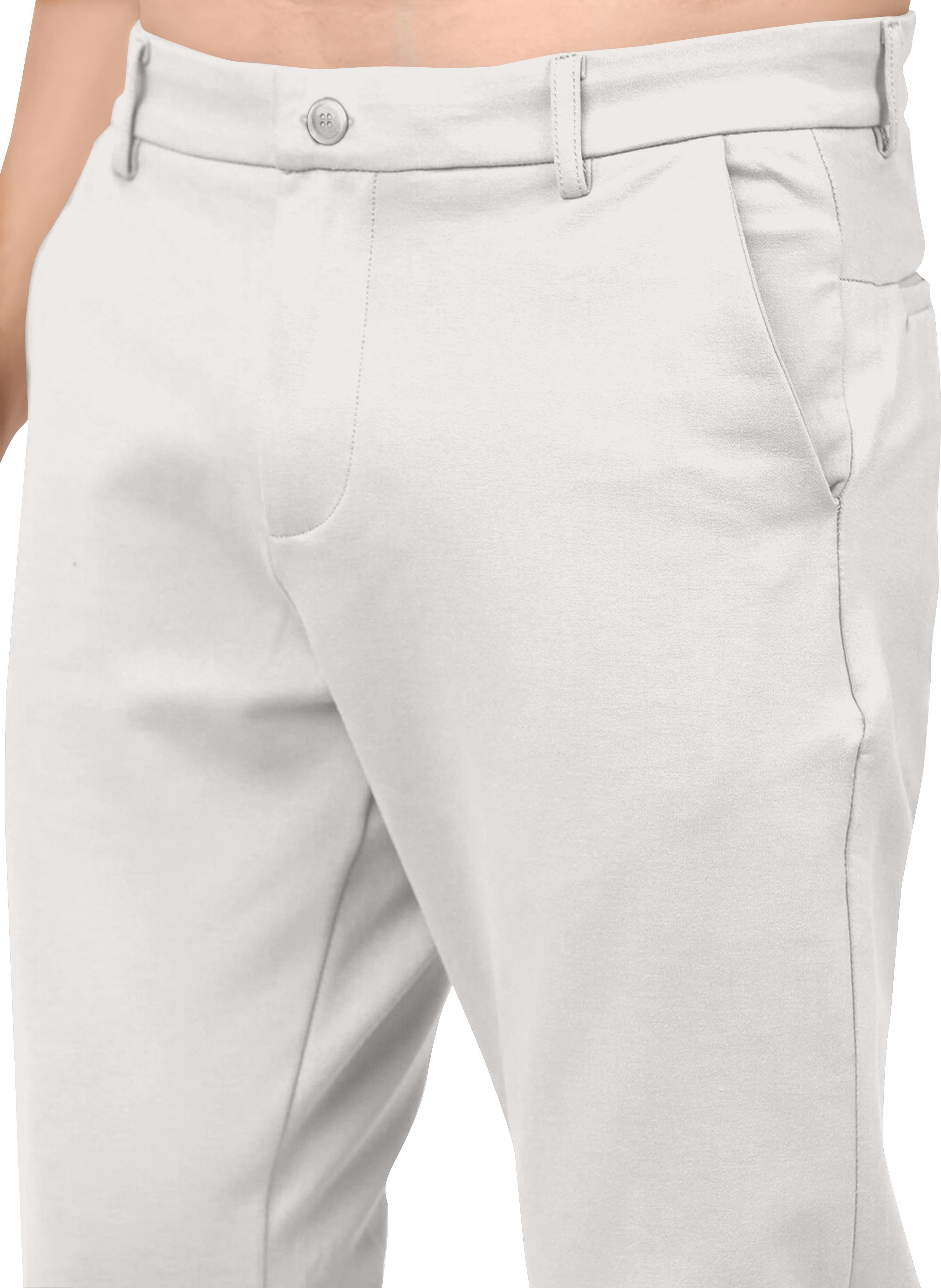 bidatsh trend Men Regular Fit White Lycra Blend Trousers-picture-14