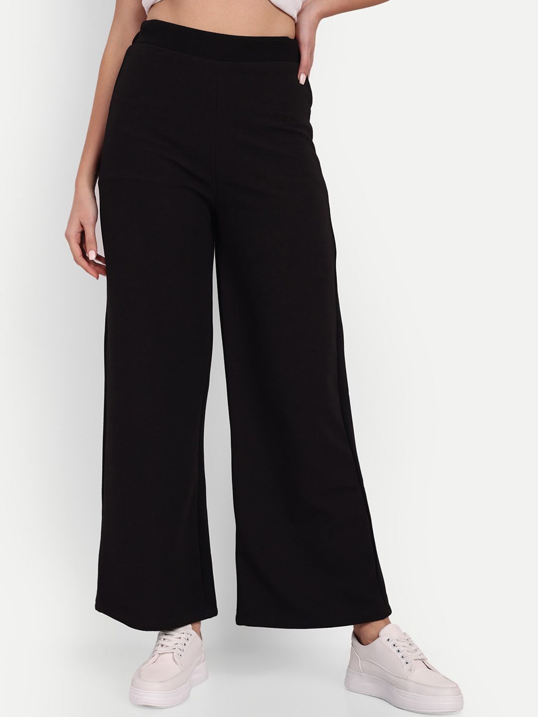broadstar Women Loose Fit Black Viscose Rayon Trousers-picture-34