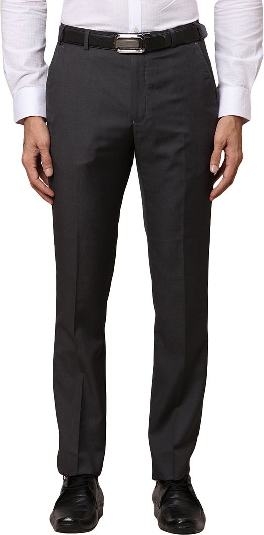 Men Slim Fit Grey Crepe Trousers-image-40