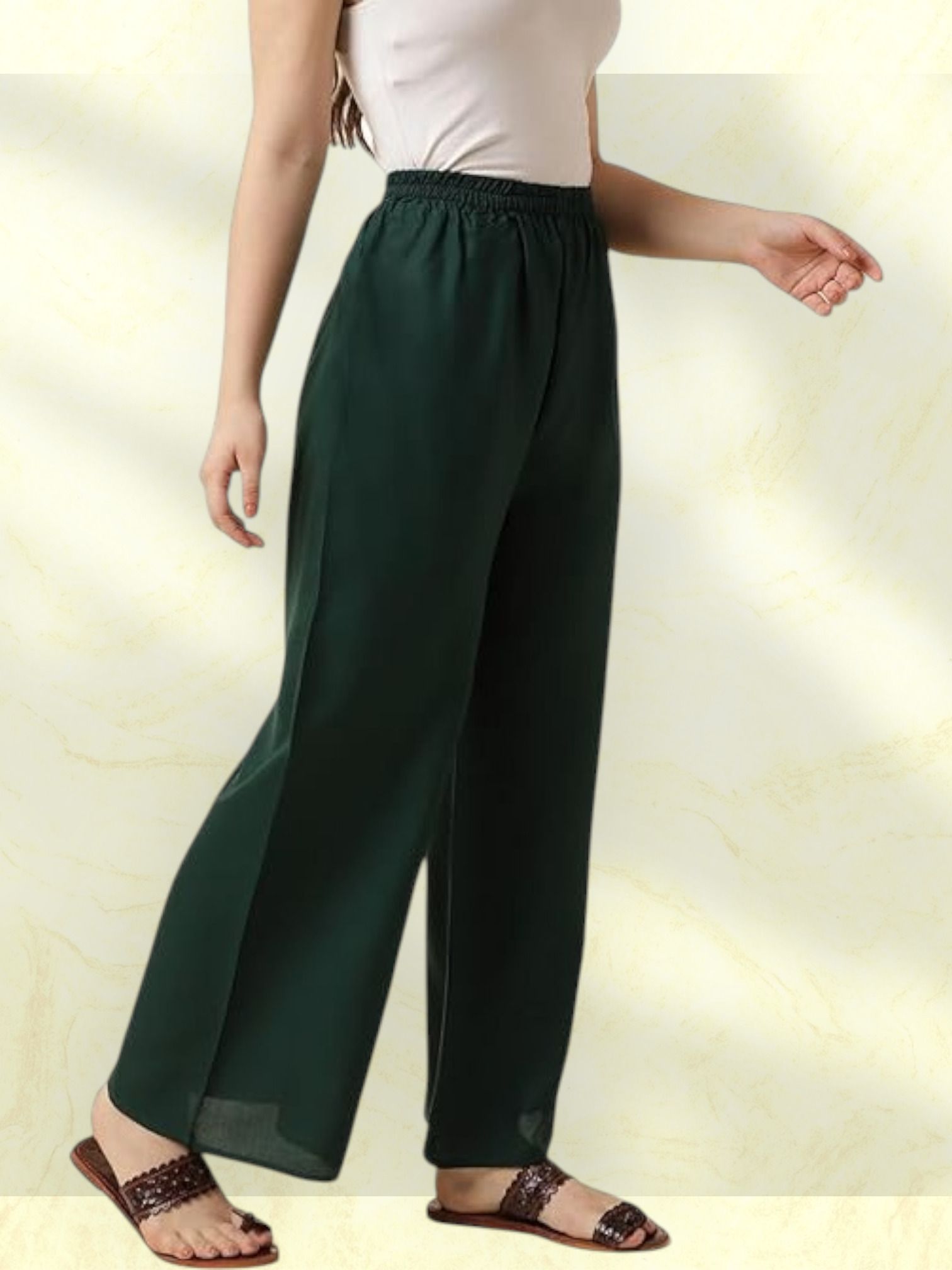 acd Women Comfort Fit Green Viscose Rayon Trousers-picture-43