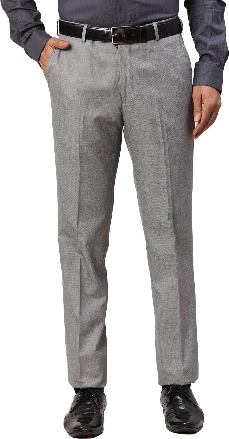 Men Slim Fit Grey Polyester Trousers-image-18