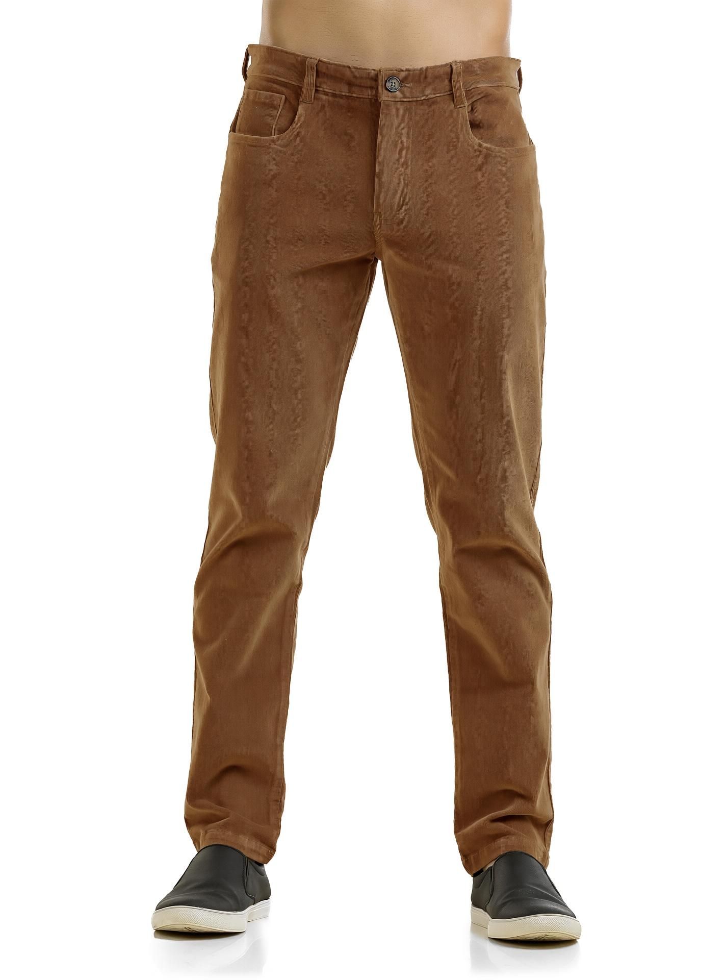 belano Men Slim Fit Khaki Corduroy Trousers-picture-19