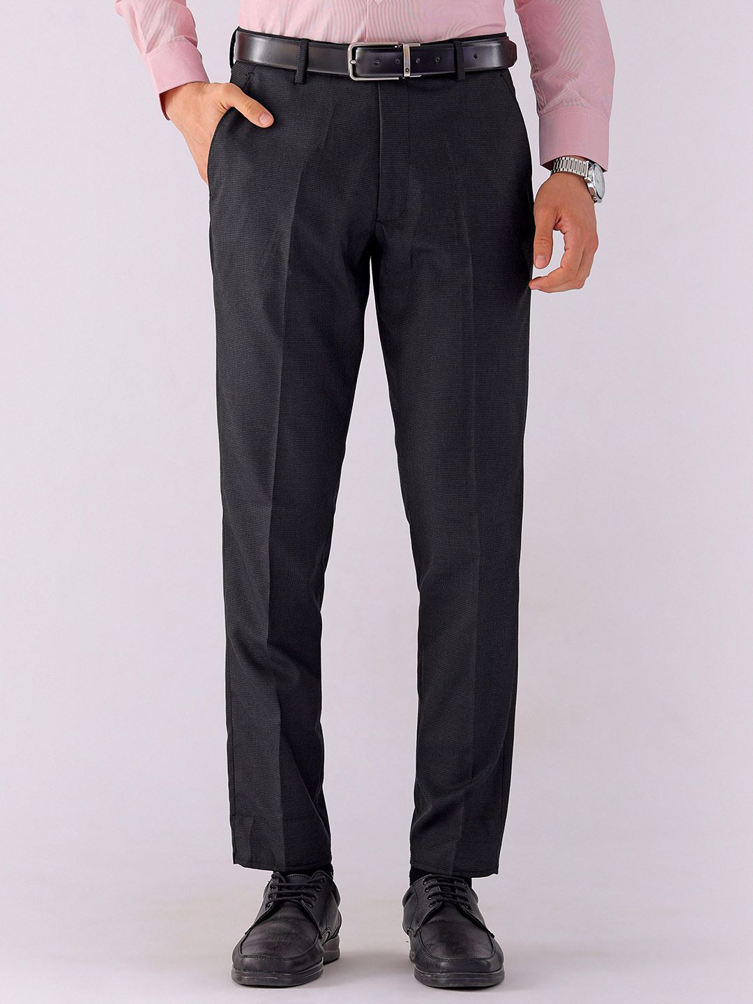 the indian garage co. Men Slim Fit Black Viscose Rayon Trousers-picture-17