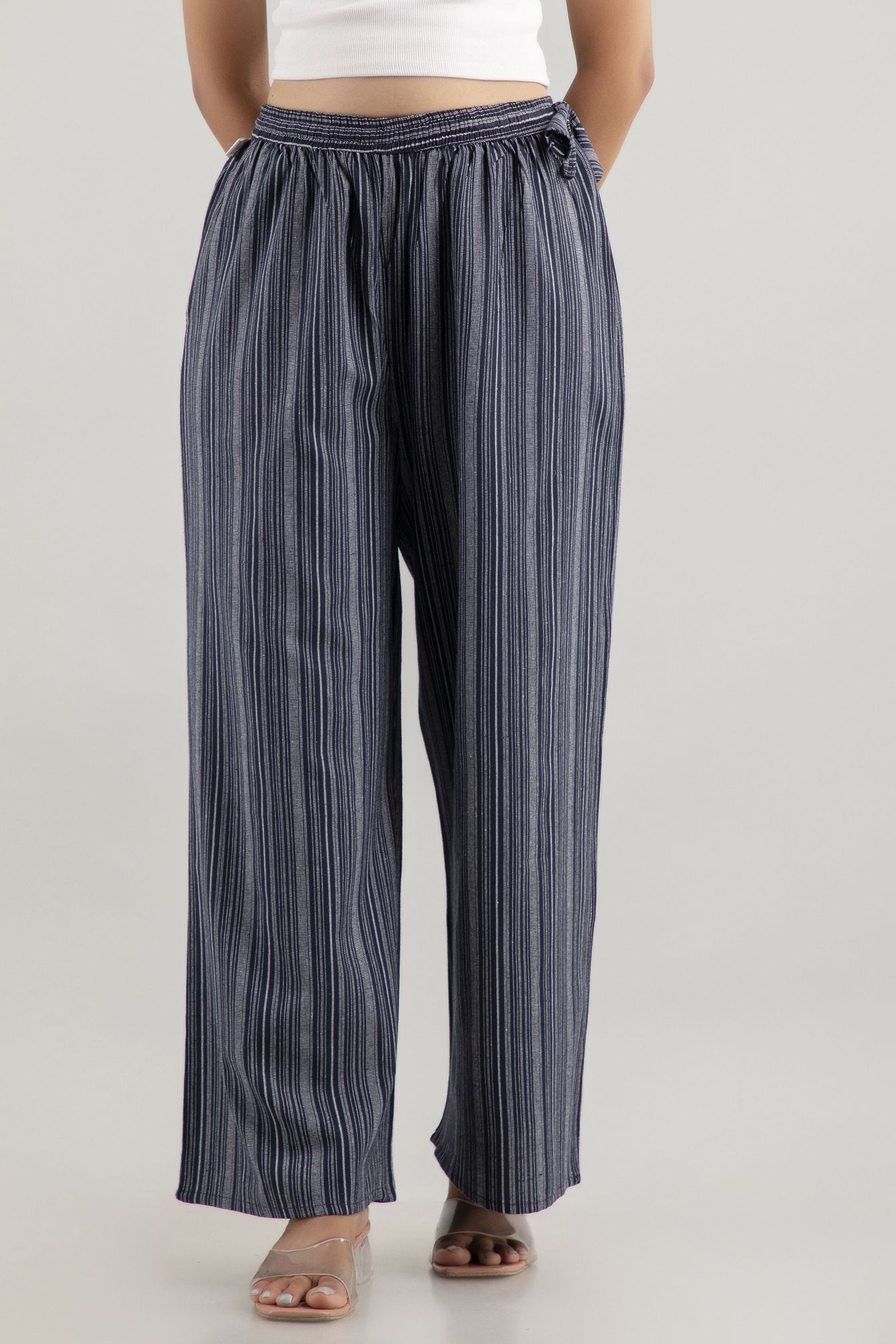 kanchuk Women Regular Fit Black, Blue Cotton Blend Trousers-picture-14