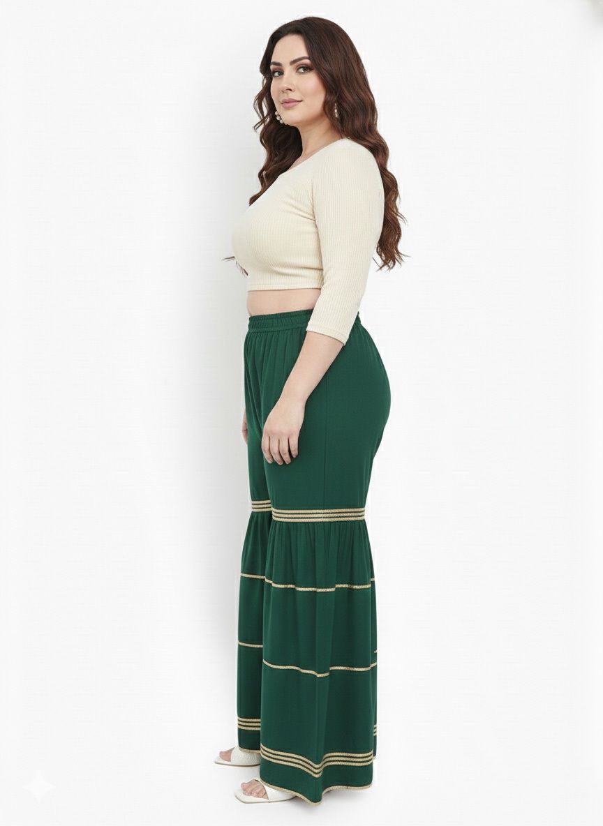 Women Regular Fit Dark Green Viscose Rayon Trousers