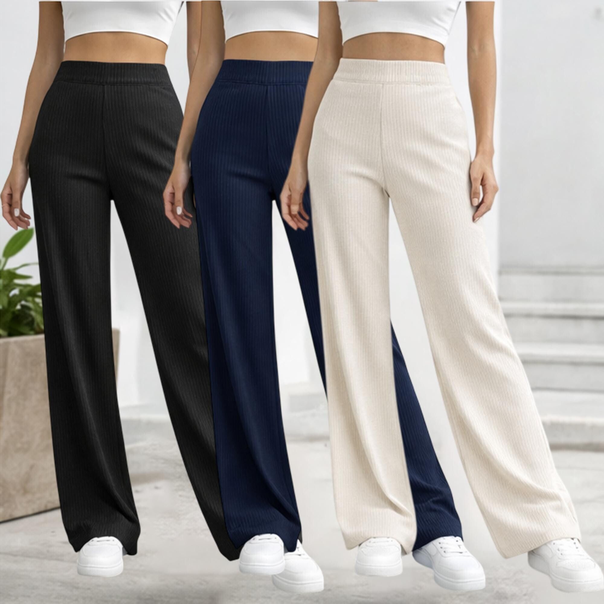 Women Relaxed Multicolor Cotton Blend Trousers