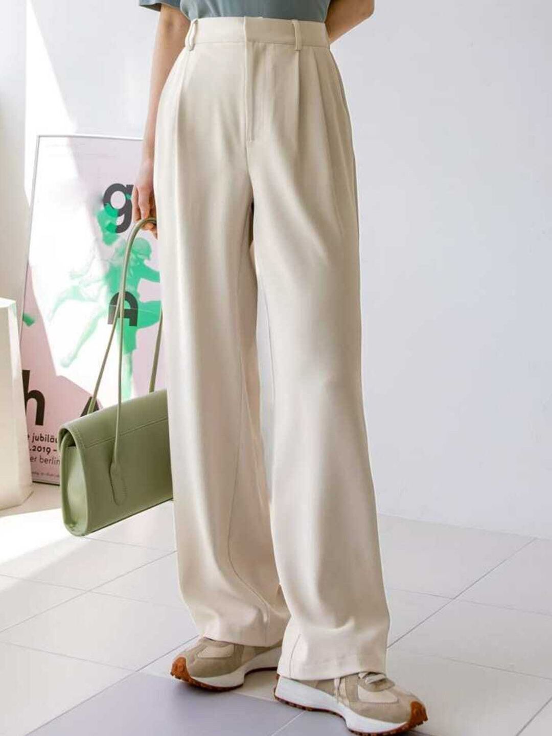 broadstar Women Loose Fit Beige Viscose Rayon Trousers-picture-17