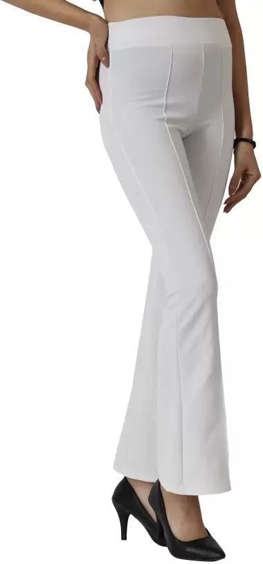 kottin creation Women Loose Fit White Cotton Blend Trousers-picture-37