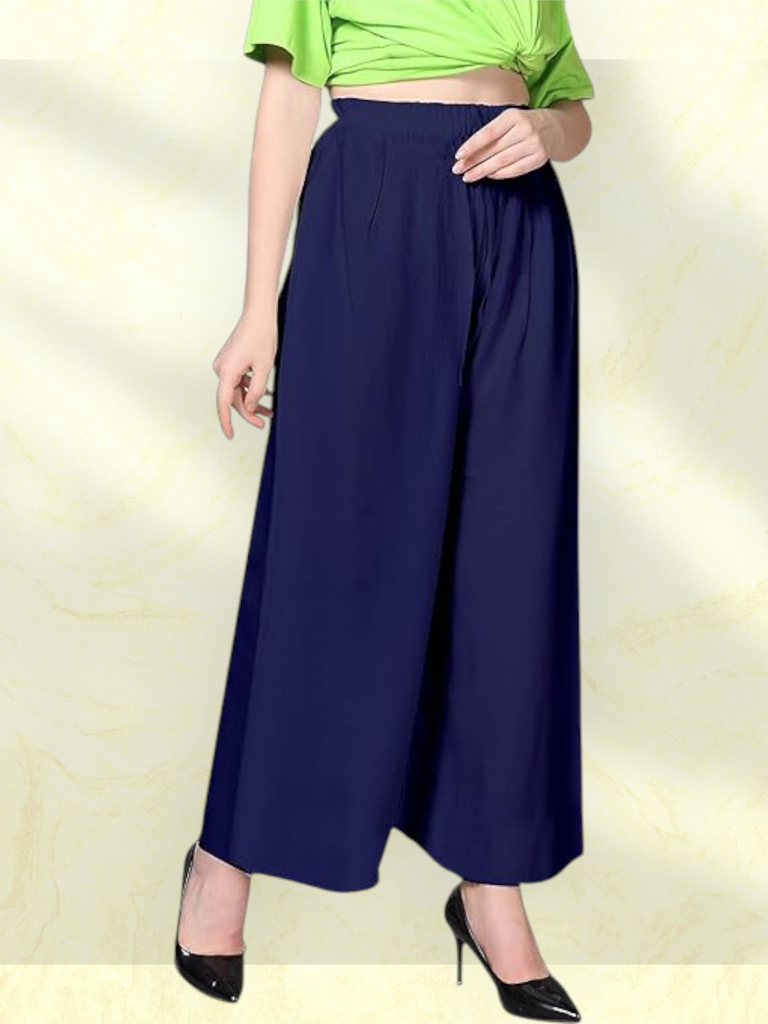 acd Women Comfort Fit Blue Viscose Rayon Trousers-picture-13