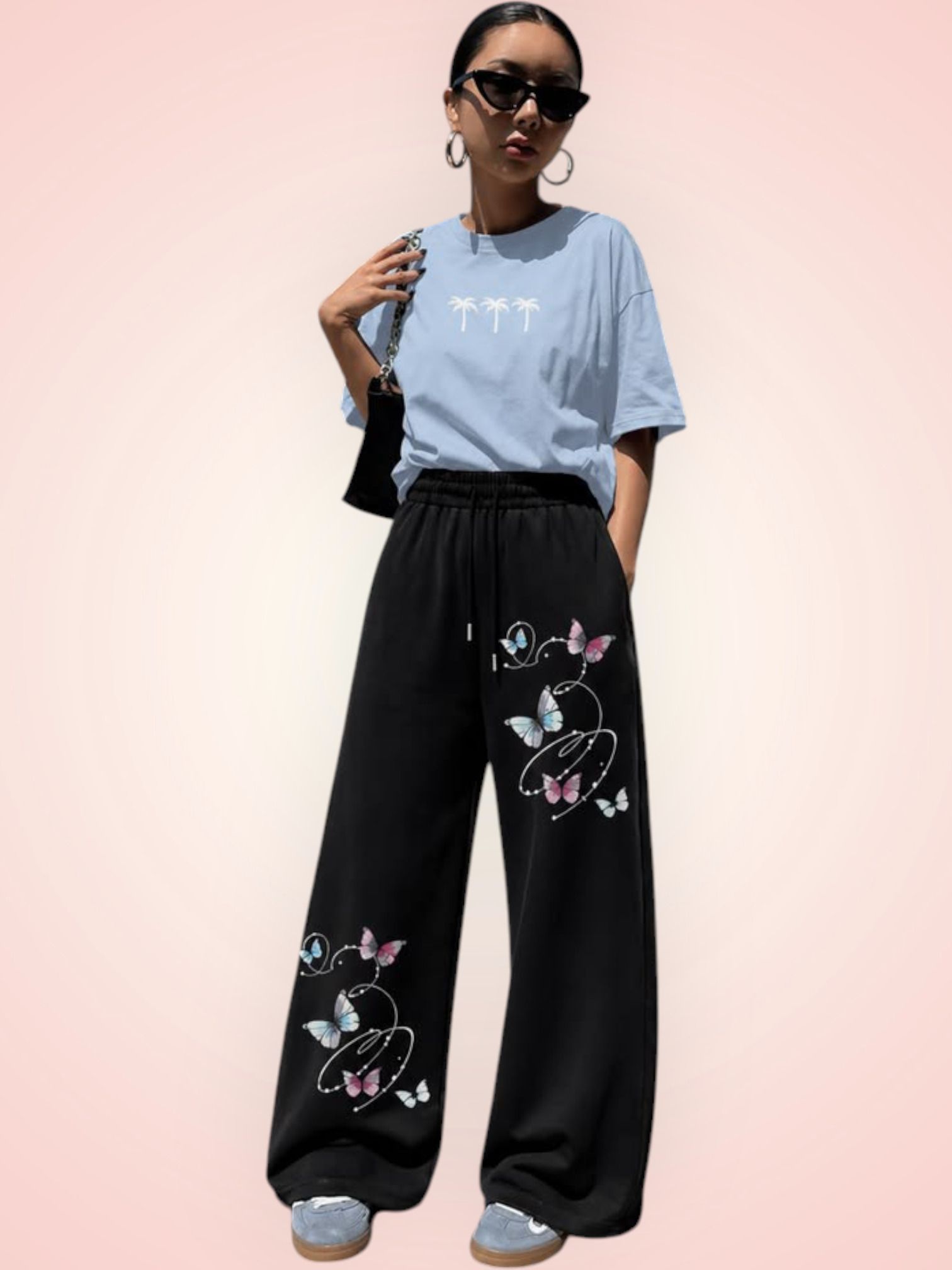 Women Printed Black Track Pants-image-24