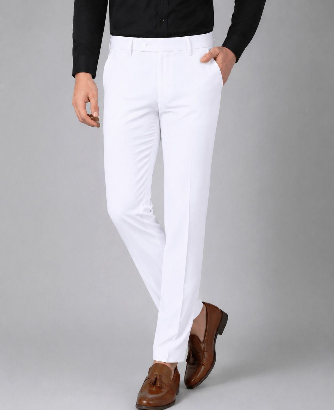 metronaut Regular Fit Men White Cotton Blend Trousers-picture-21