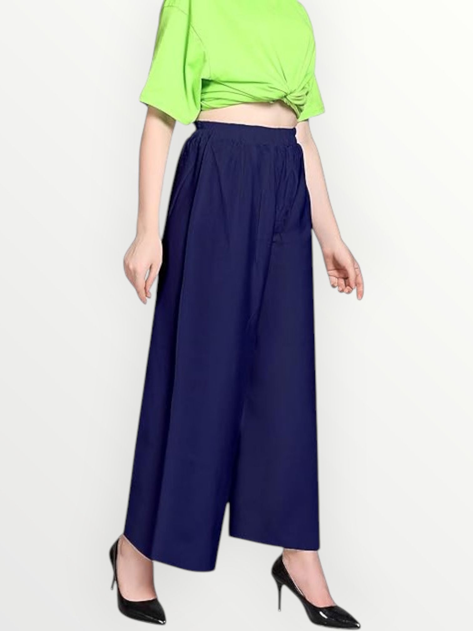 acd Women Comfort Fit Blue Viscose Rayon Trousers-picture-48