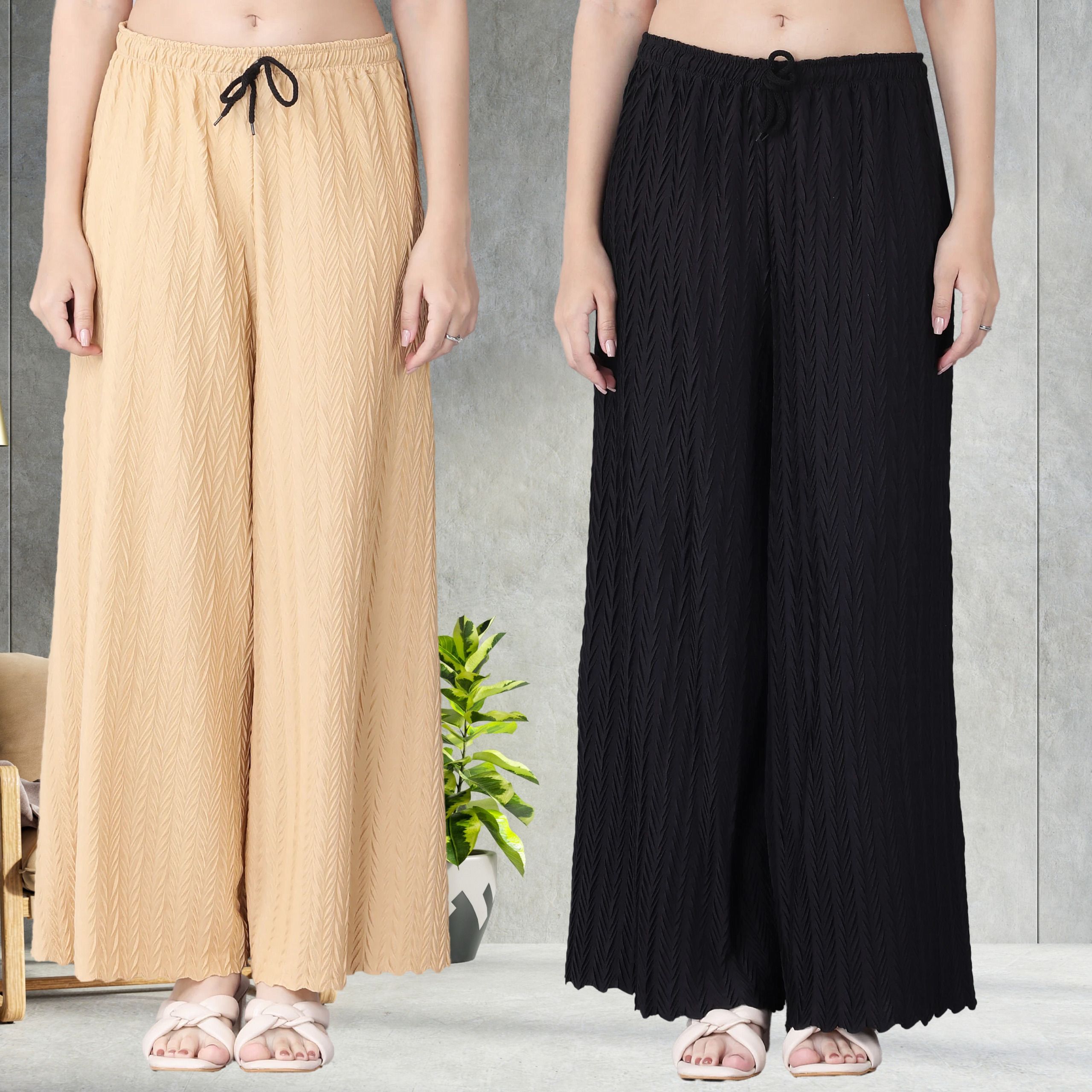Pack of 2 Women Regular Fit Multicolor Viscose Rayon Trousers-image-16