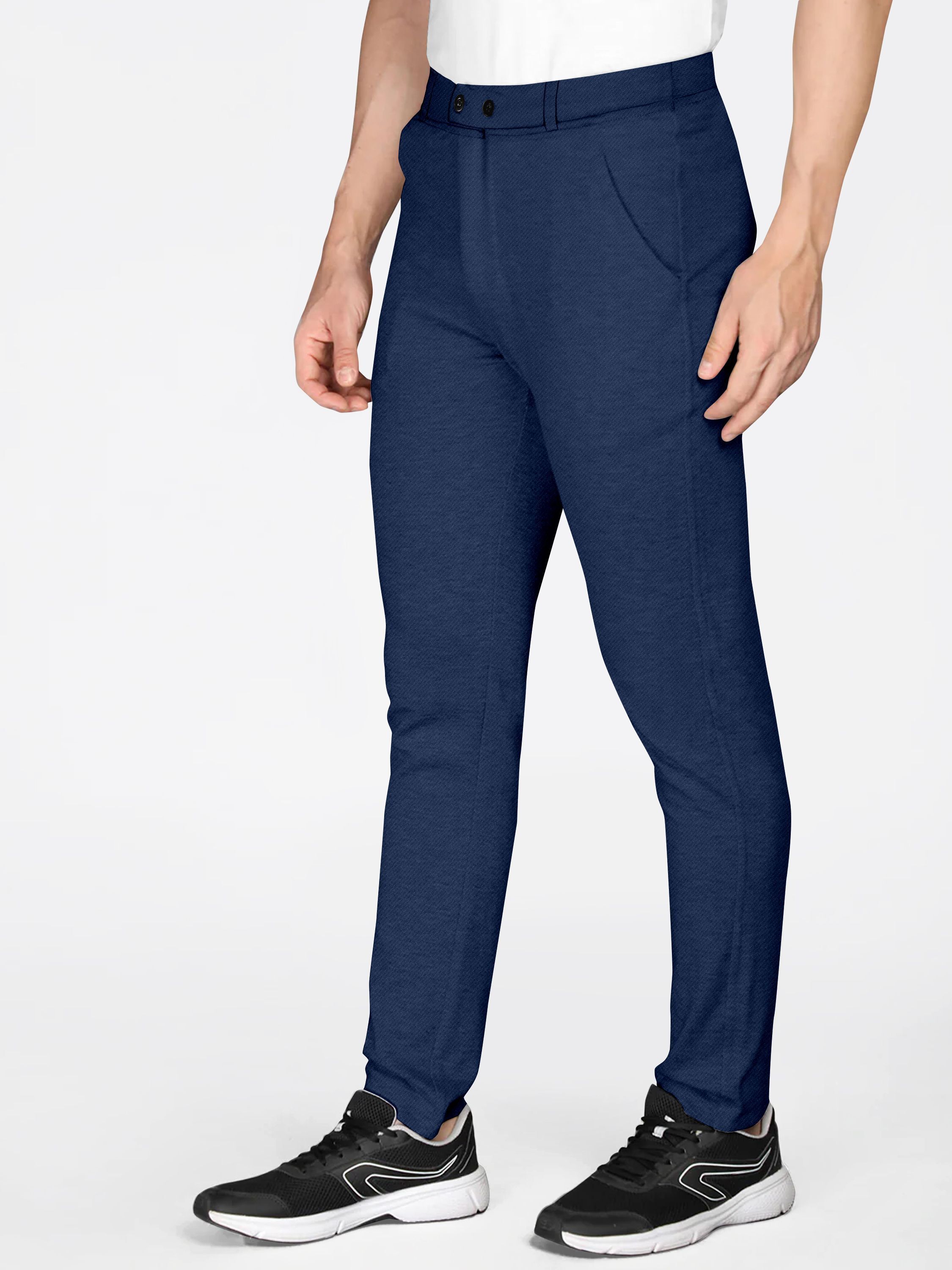 bidatsh trend Men Slim Fit Blue Lycra Blend Trousers-picture-40
