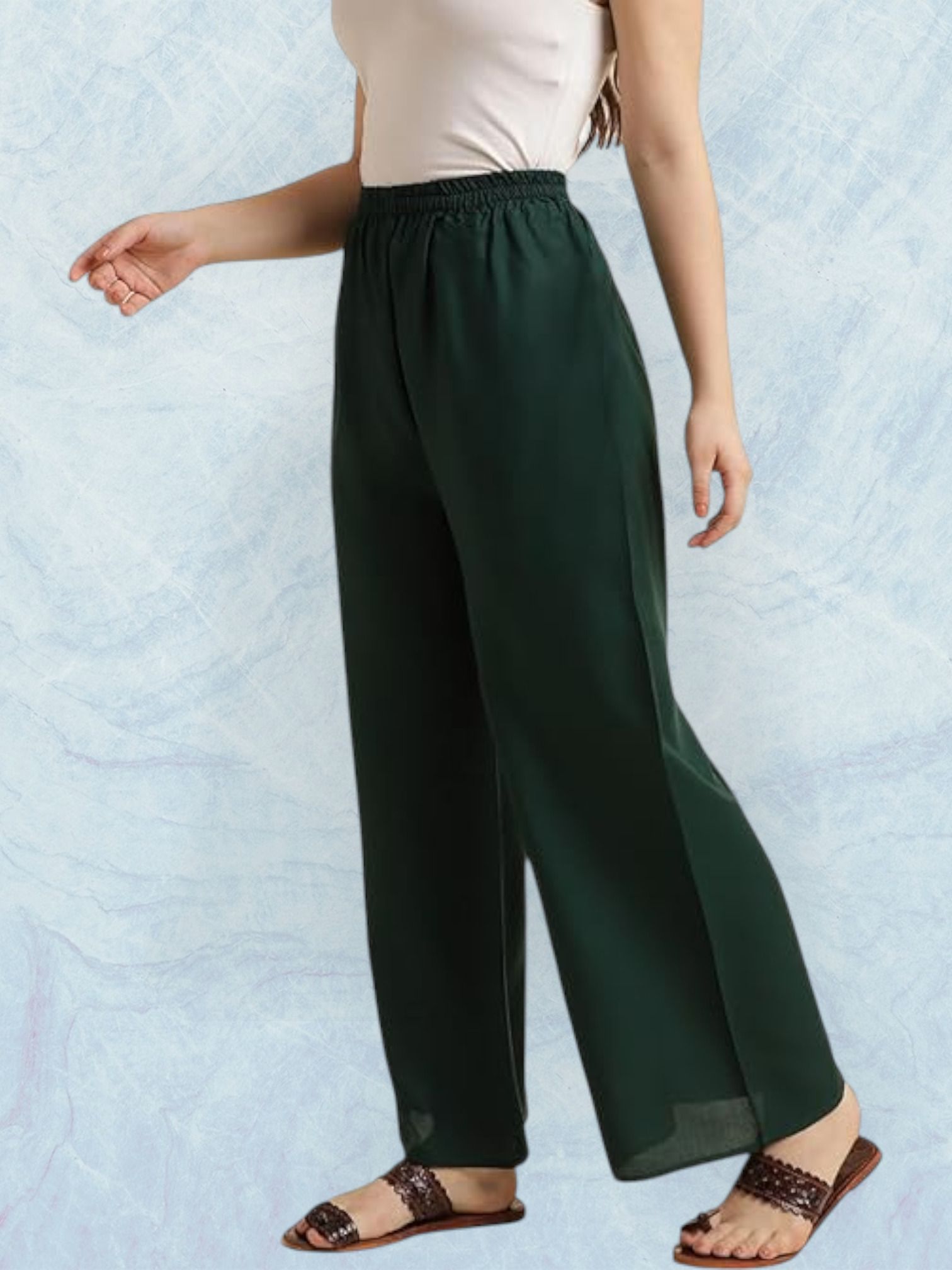 acd Women Comfort Fit Green Viscose Rayon Trousers-picture-35