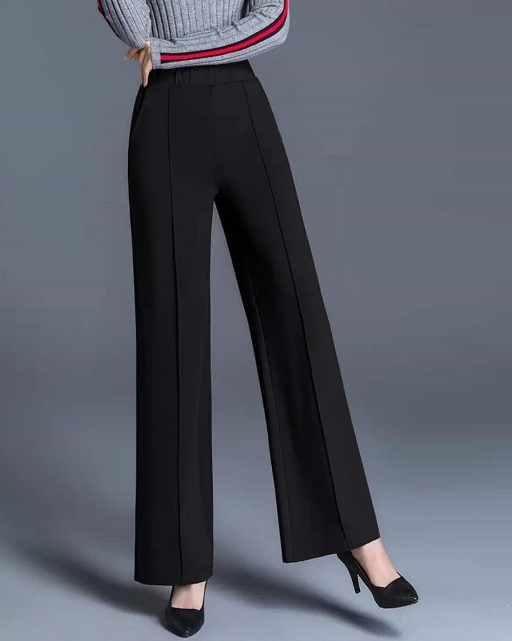 james & george Women Loose Fit Black Cotton Blend Trousers-picture-25
