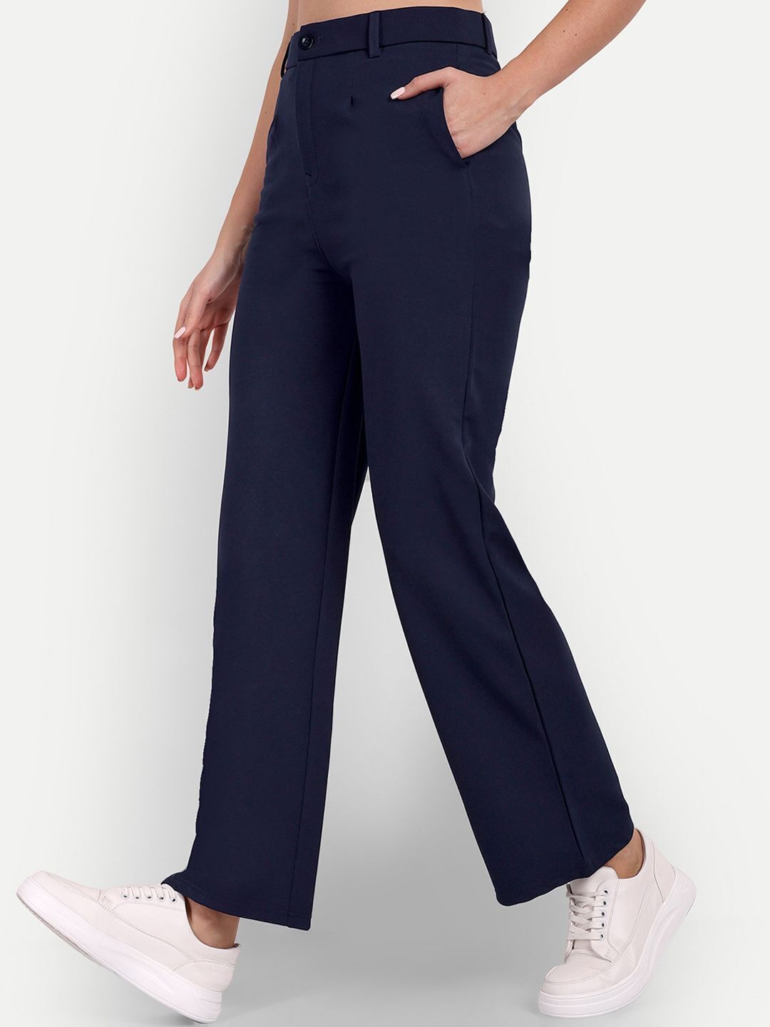 broadstar Women Straight Fit Blue Polyester Trousers-picture-49