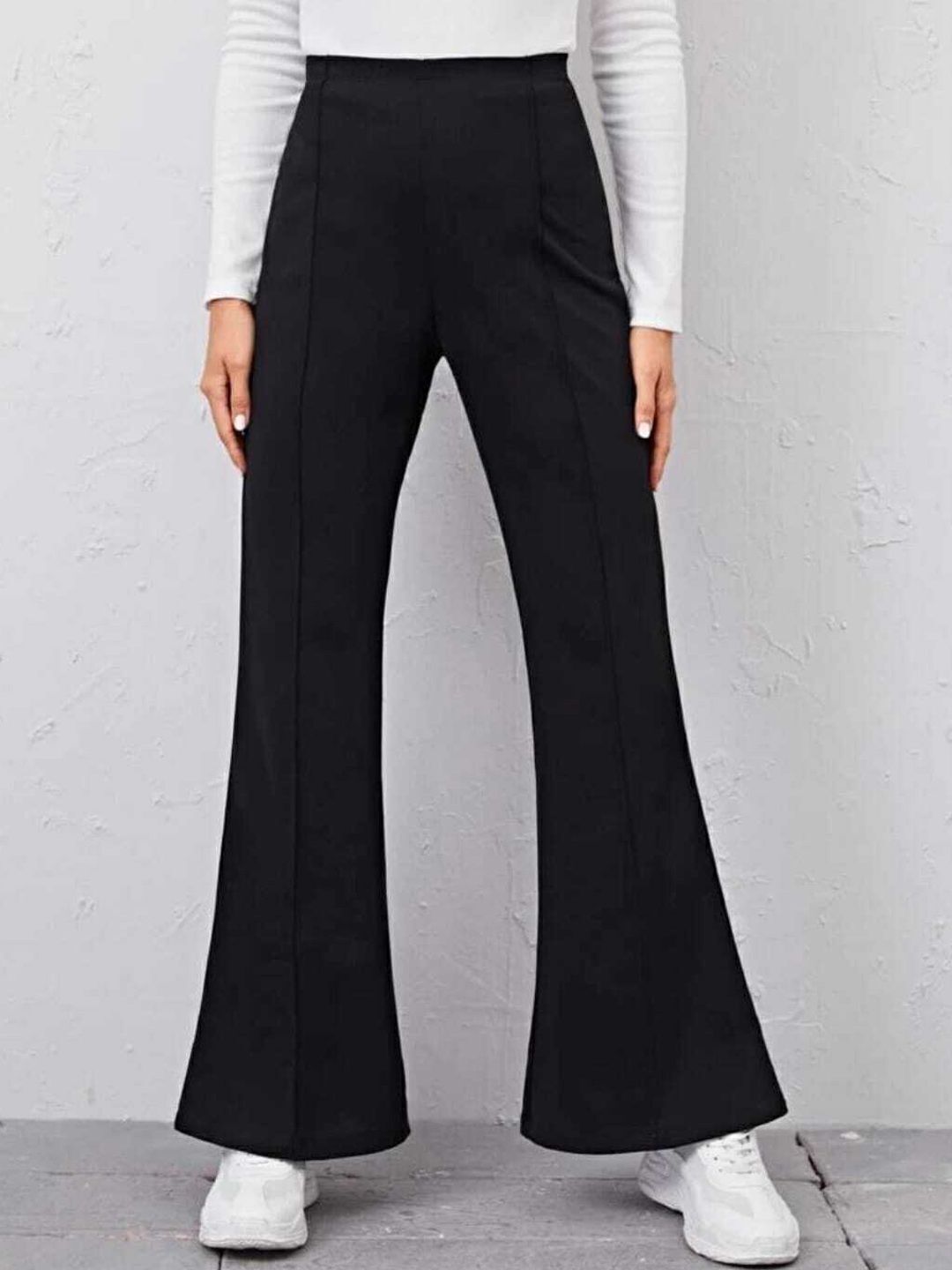 broadstar Women Flared Black Lycra Blend Trousers-picture-38
