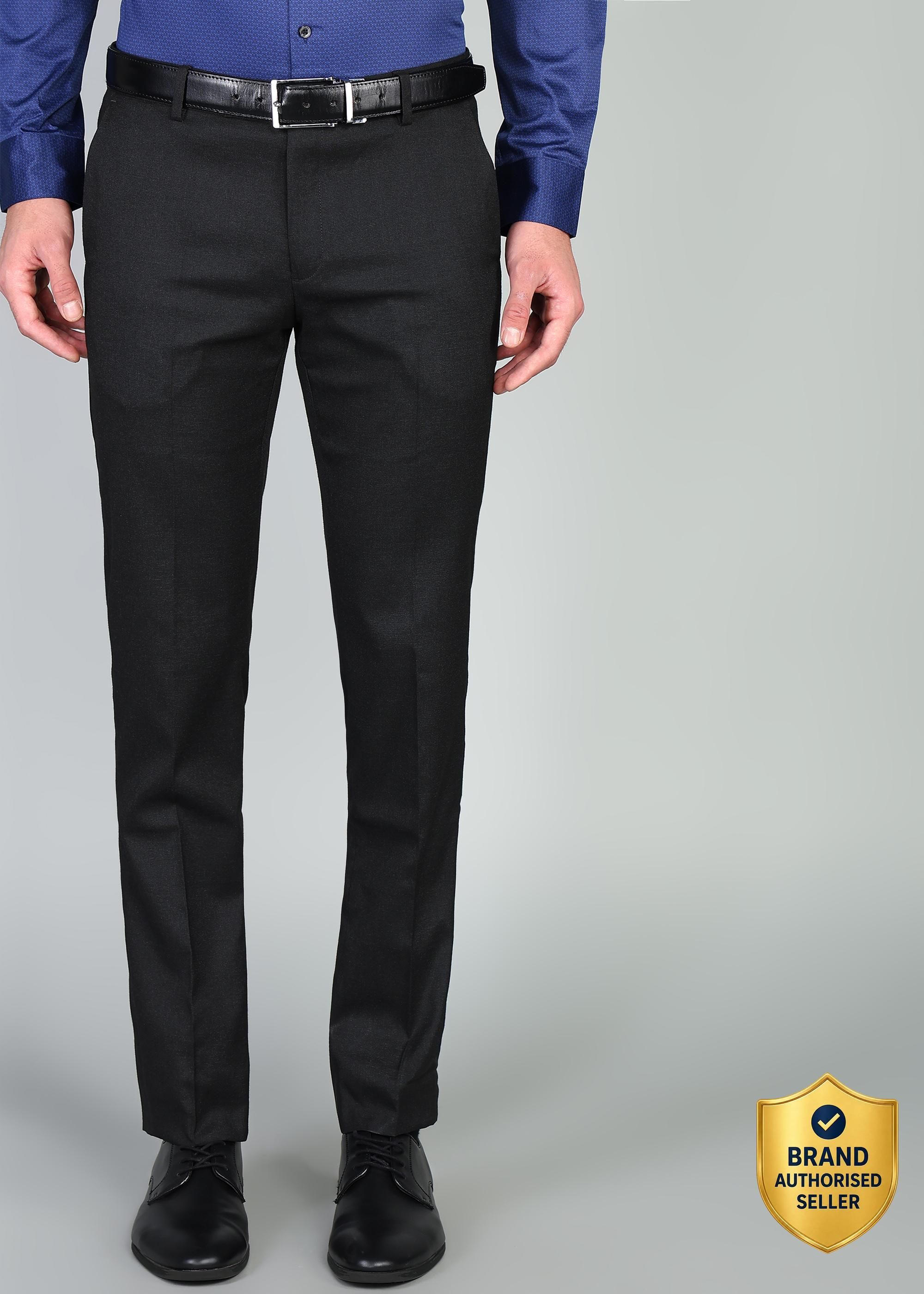 arrow Men Tapered Black Polyester Trousers-picture-11