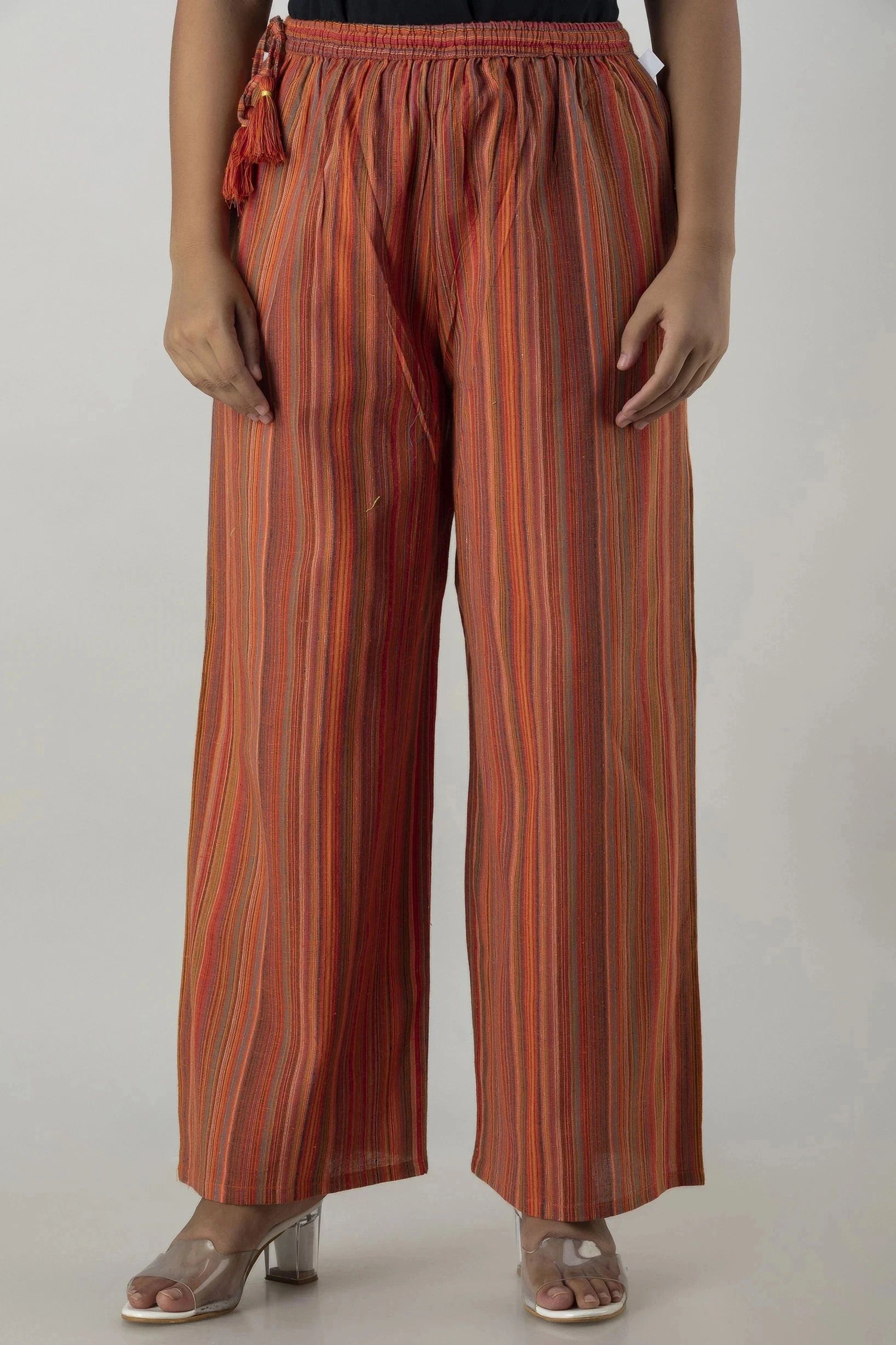 kanchuk Women Regular Fit Orange Cotton Blend Trousers-picture-18