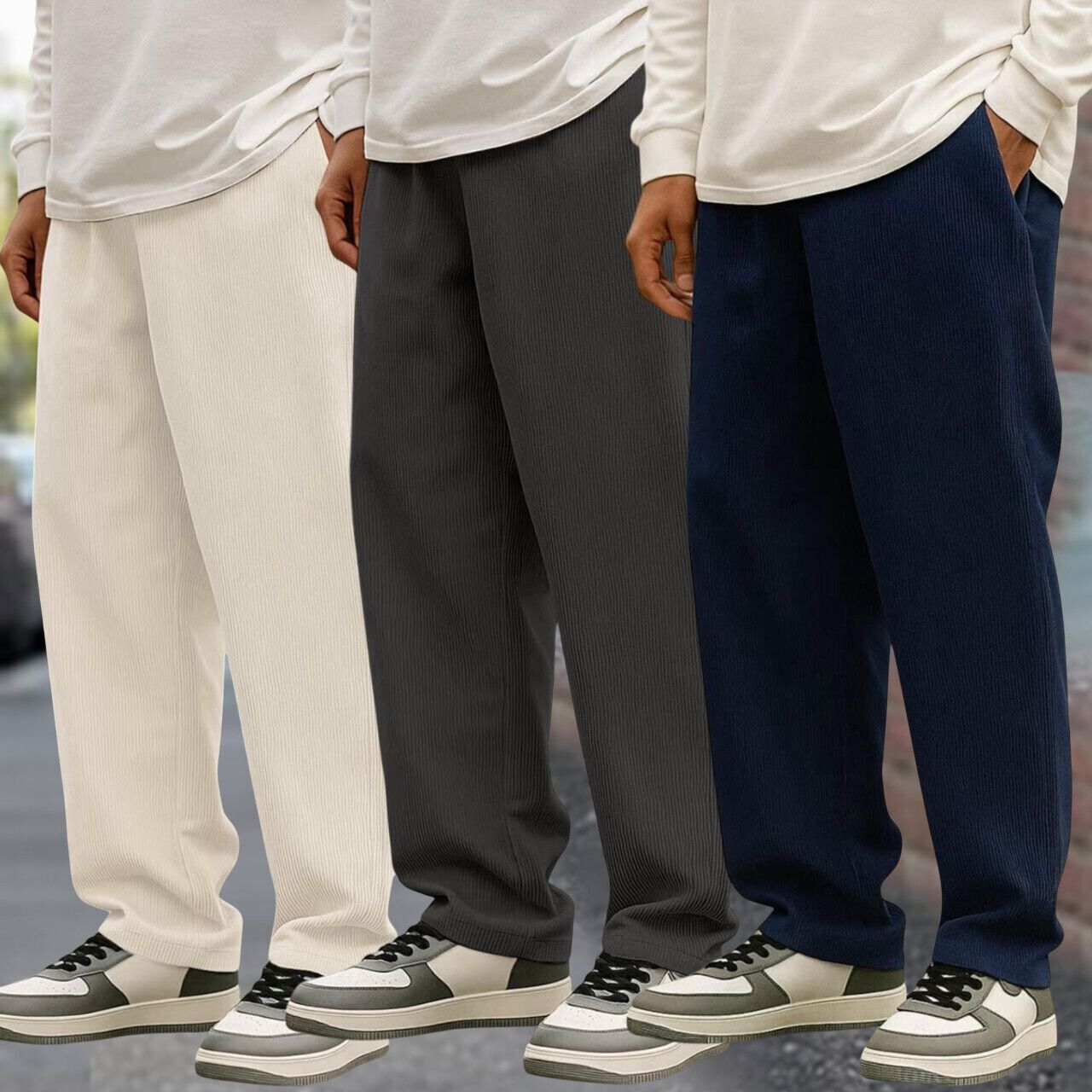 Relaxed Men Multicolor Cotton Blend Trousers