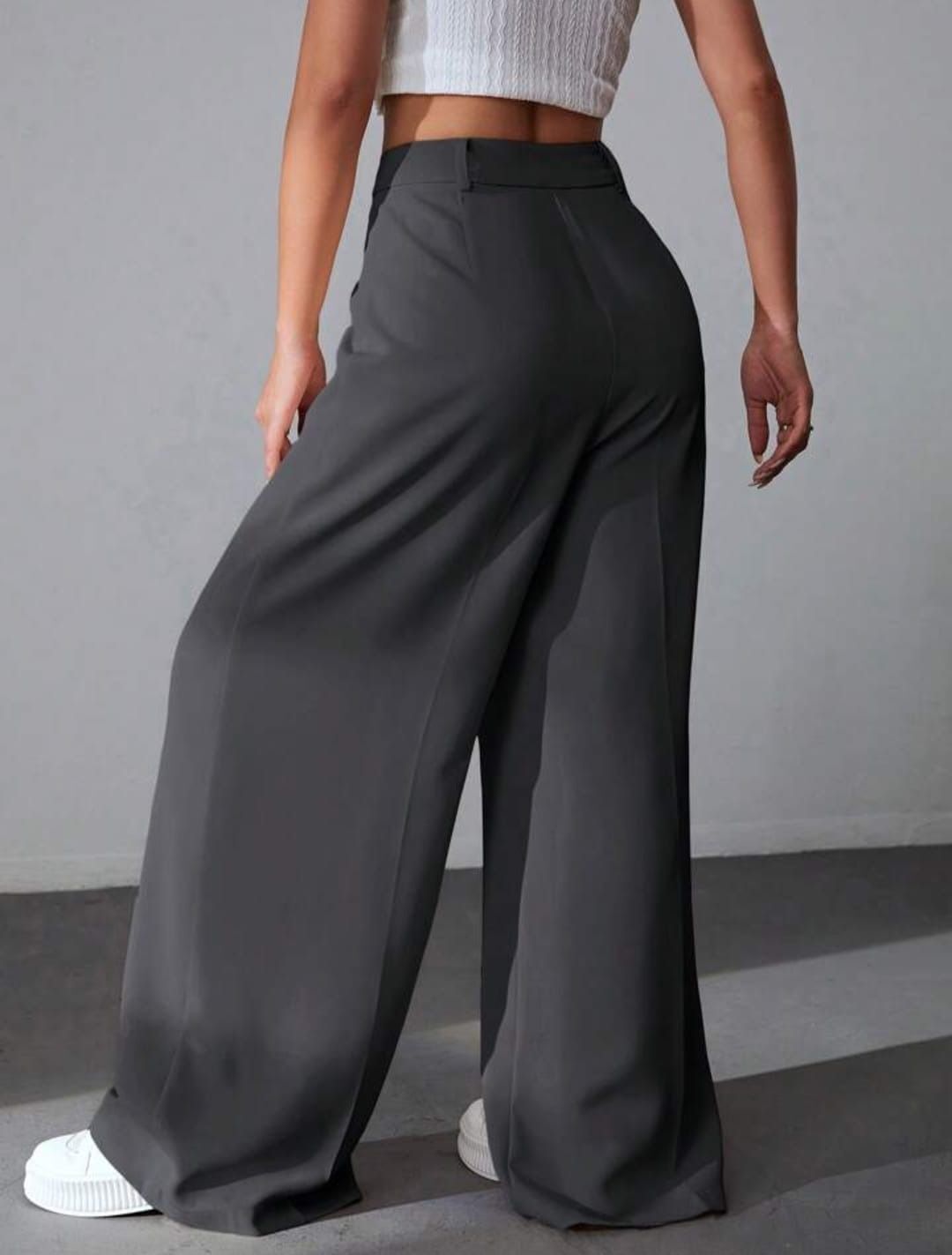 next one Women Regular Fit Grey Polyester Trousers-picture-10