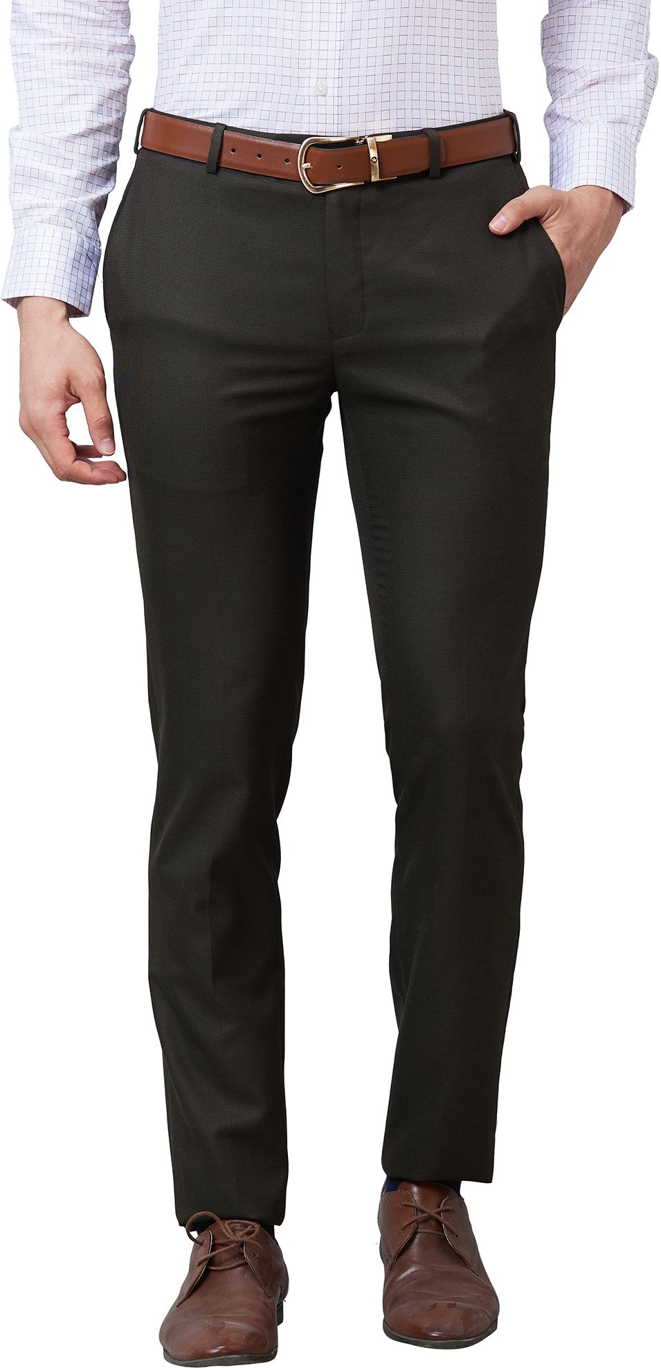 raymond Men Slim Fit Brown Polyester Trousers-picture-14