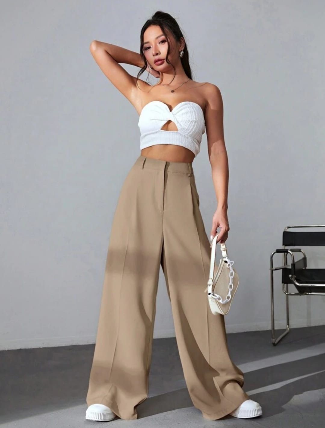 broadstar Women Regular Fit Beige Polyester Trousers-picture-10