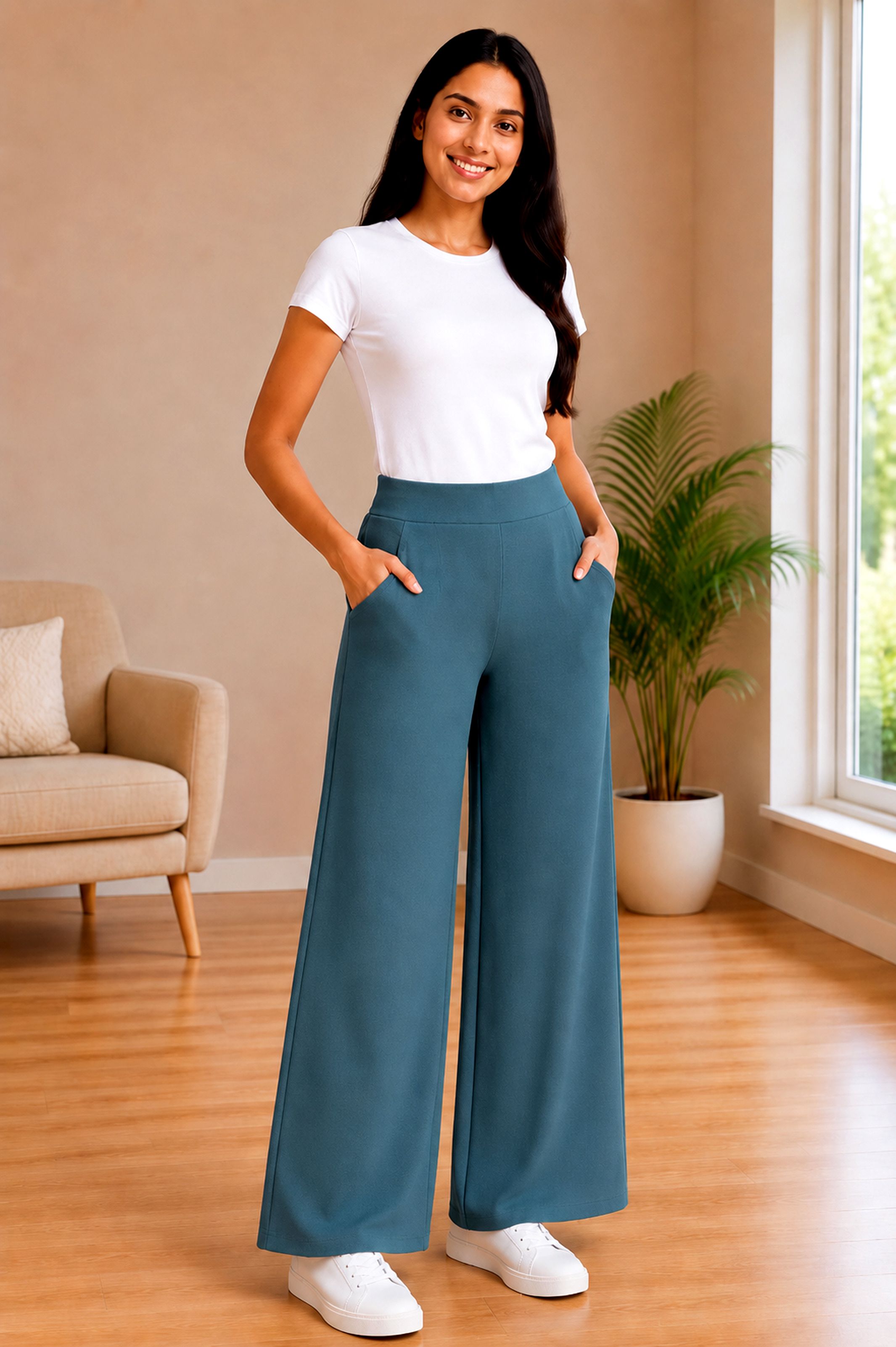 jackboy Women Straight Fit Dark Green Polycotton Trousers-picture-22
