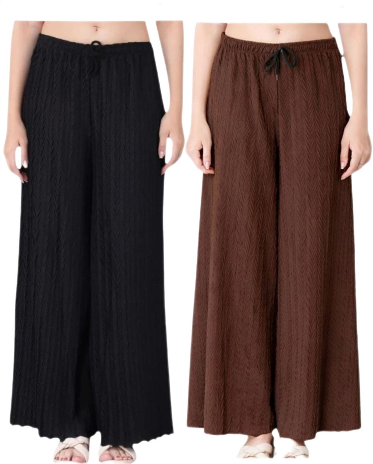 graces fashion Pack of 2 Women Loose Fit Black, Brown Lycra Blend Trousers-picture-15