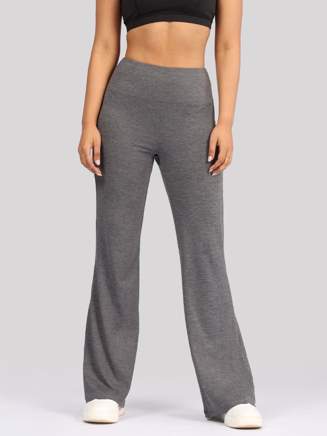Women Loose Fit Grey Polyester Trousers-image-9