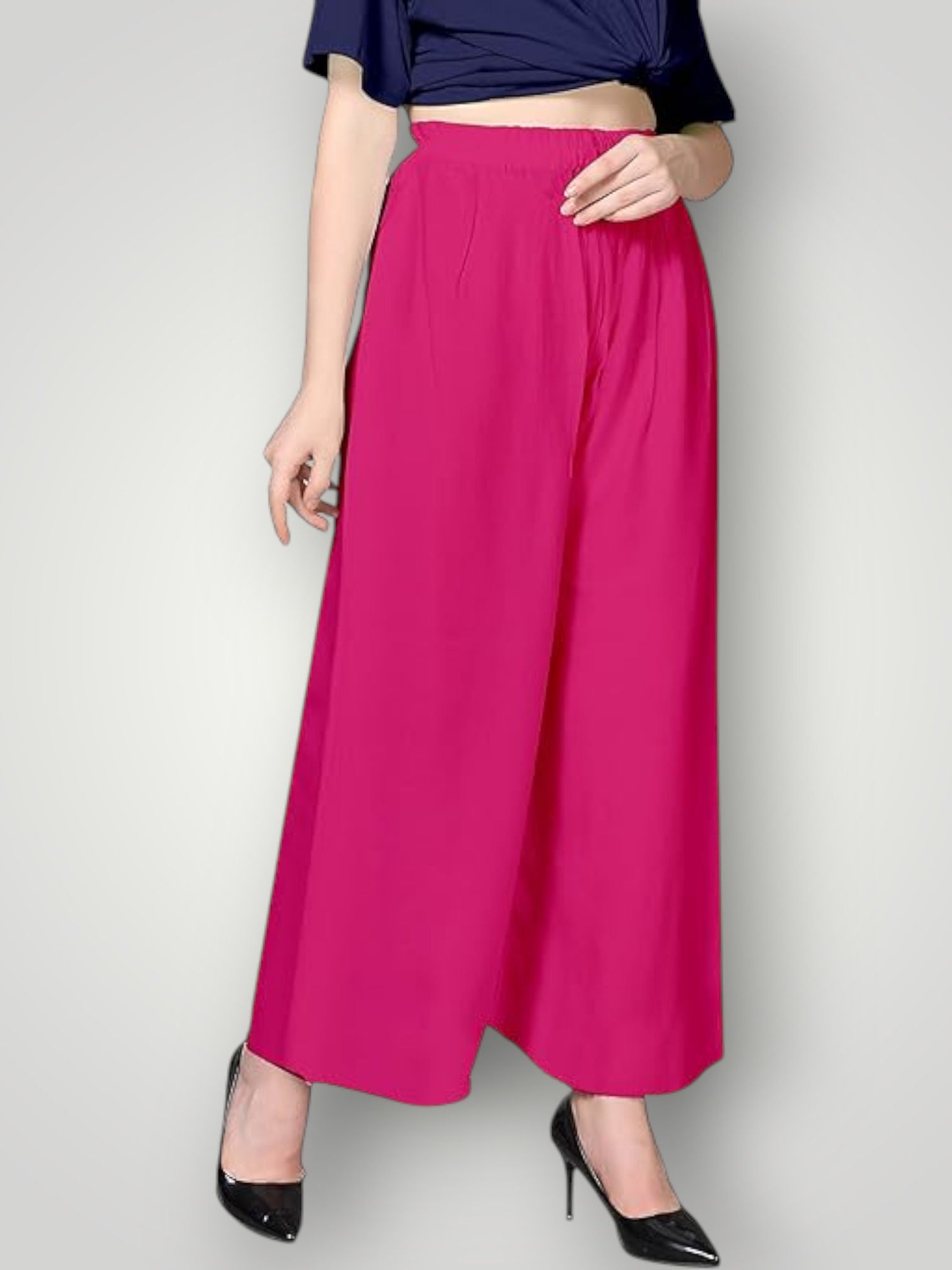 acd Women Comfort Fit Pink Viscose Rayon Trousers-picture-3