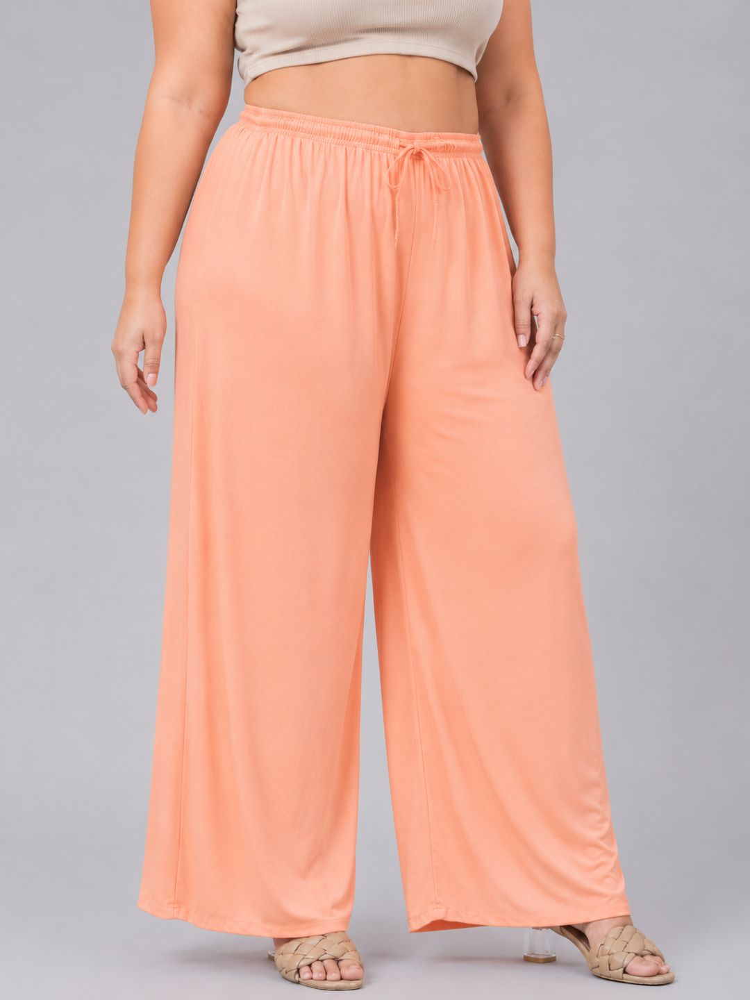 trend level Women Loose Fit Orange Viscose Rayon Trousers-picture-14