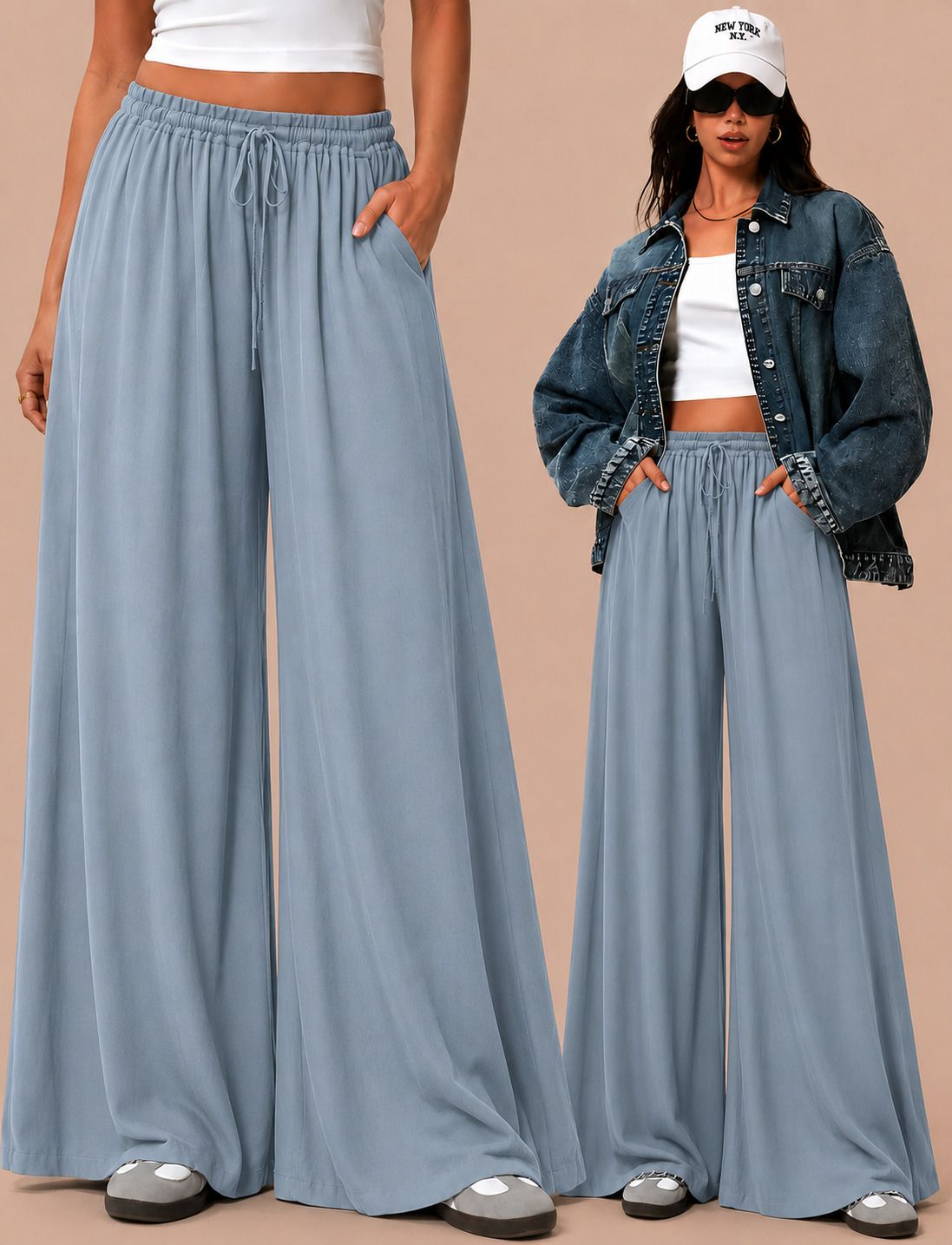 metronaut Relaxed Women Grey Polyester Trousers-picture-45