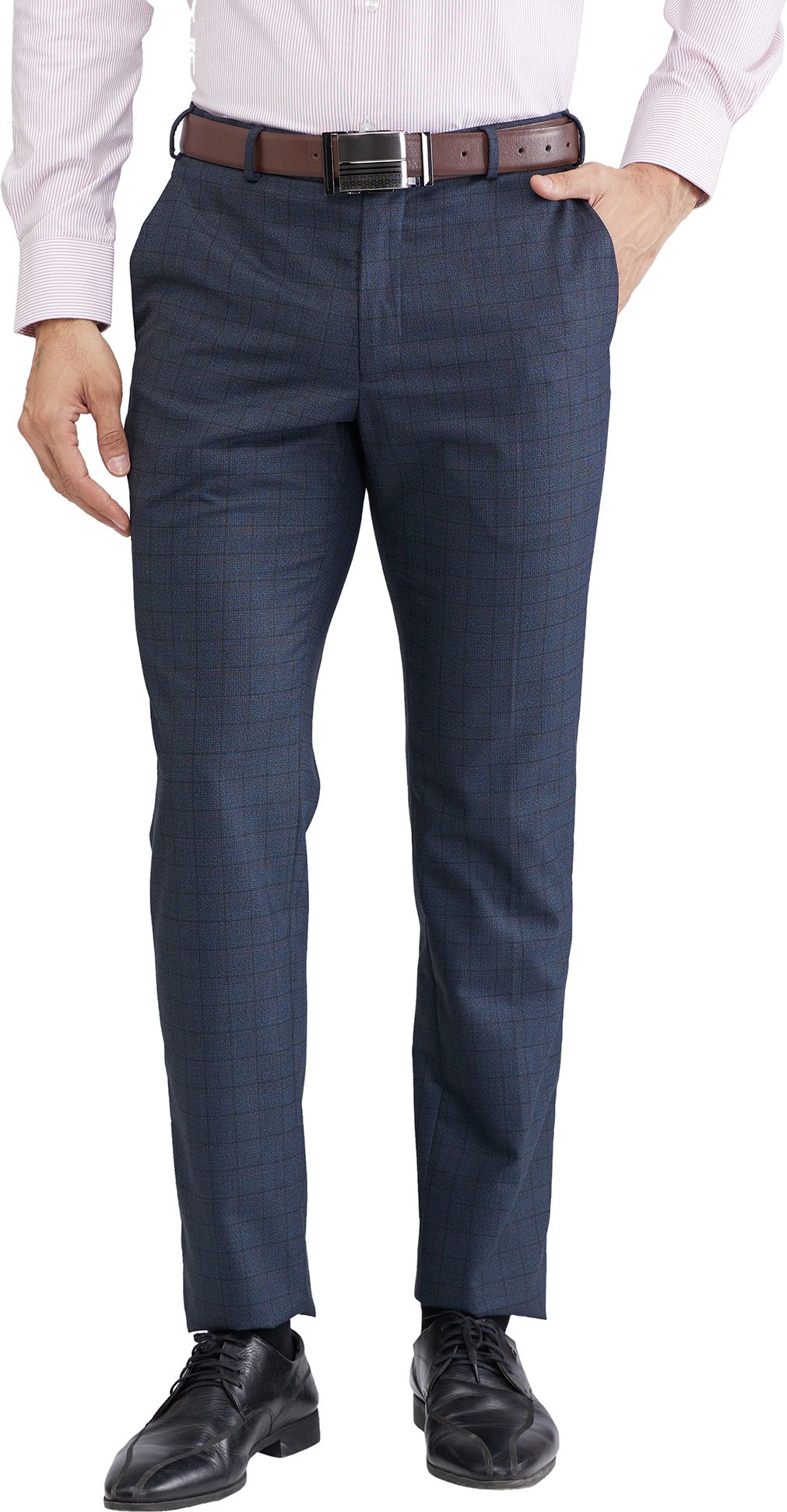 raymond Men Slim Fit Blue Polyester Trousers-picture-14