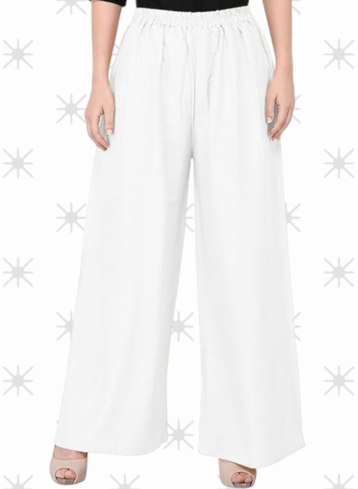 acd Women Comfort Fit White Viscose Rayon Trousers-picture-44