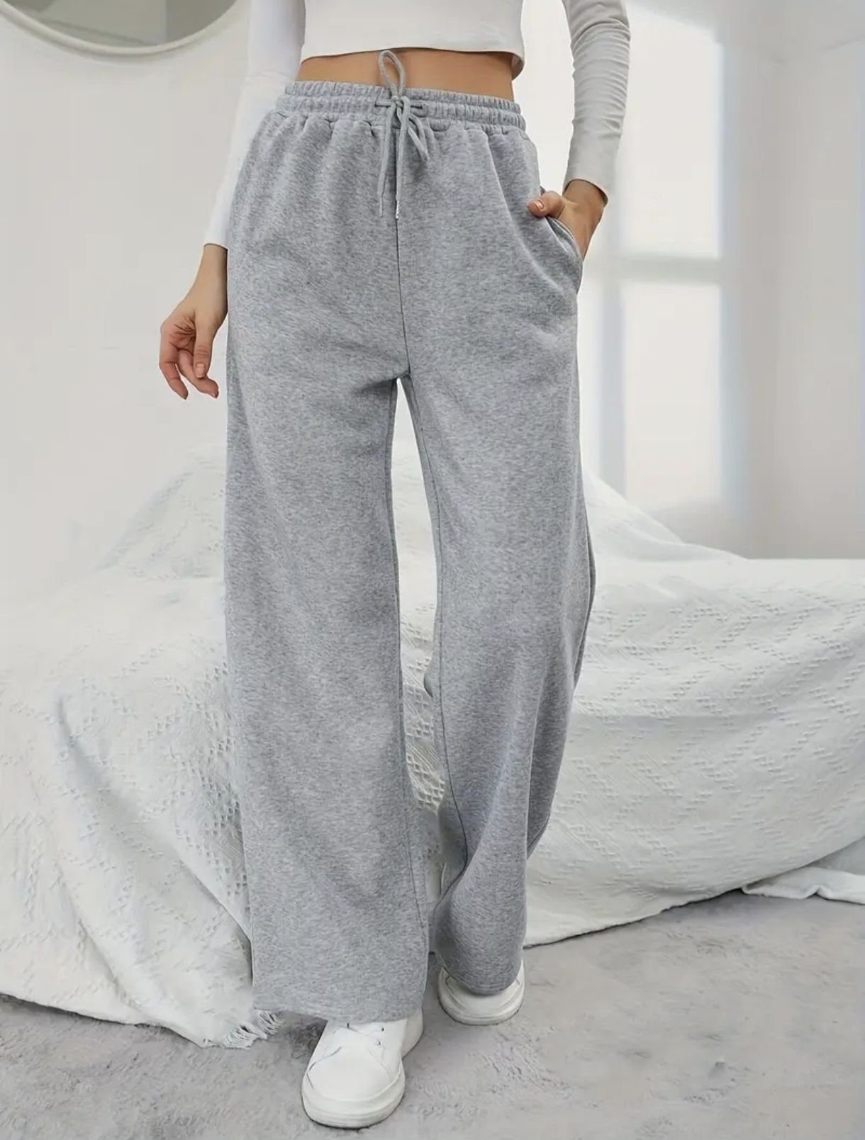 Women Regular Fit Grey Cotton Blend Trousers-image-3