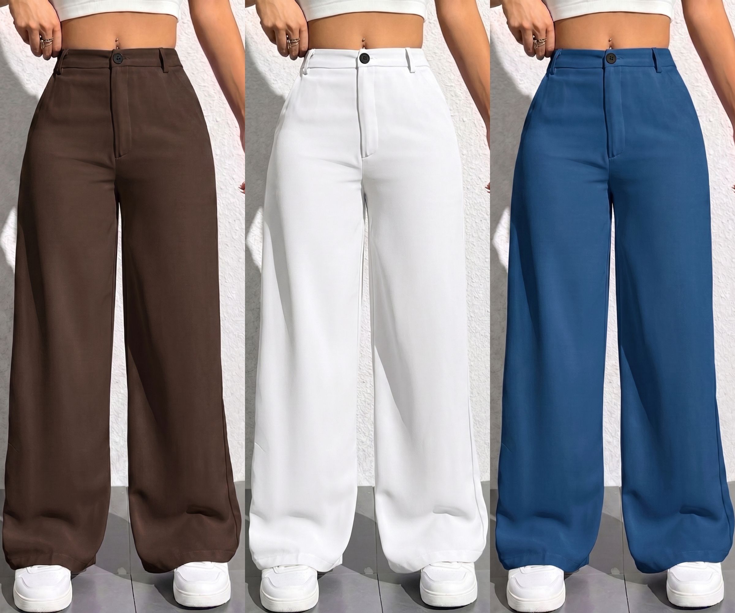 torvex Pack of 3 Women Regular Fit Multicolor Lycra Blend Trousers-picture-28