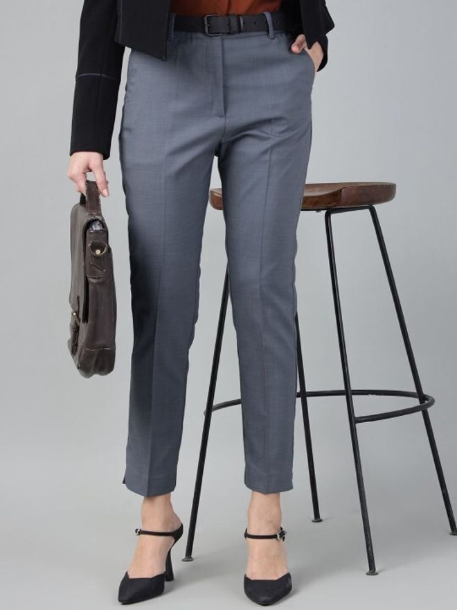 hancock Women Slim Fit Blue Viscose Rayon Trousers-picture-13