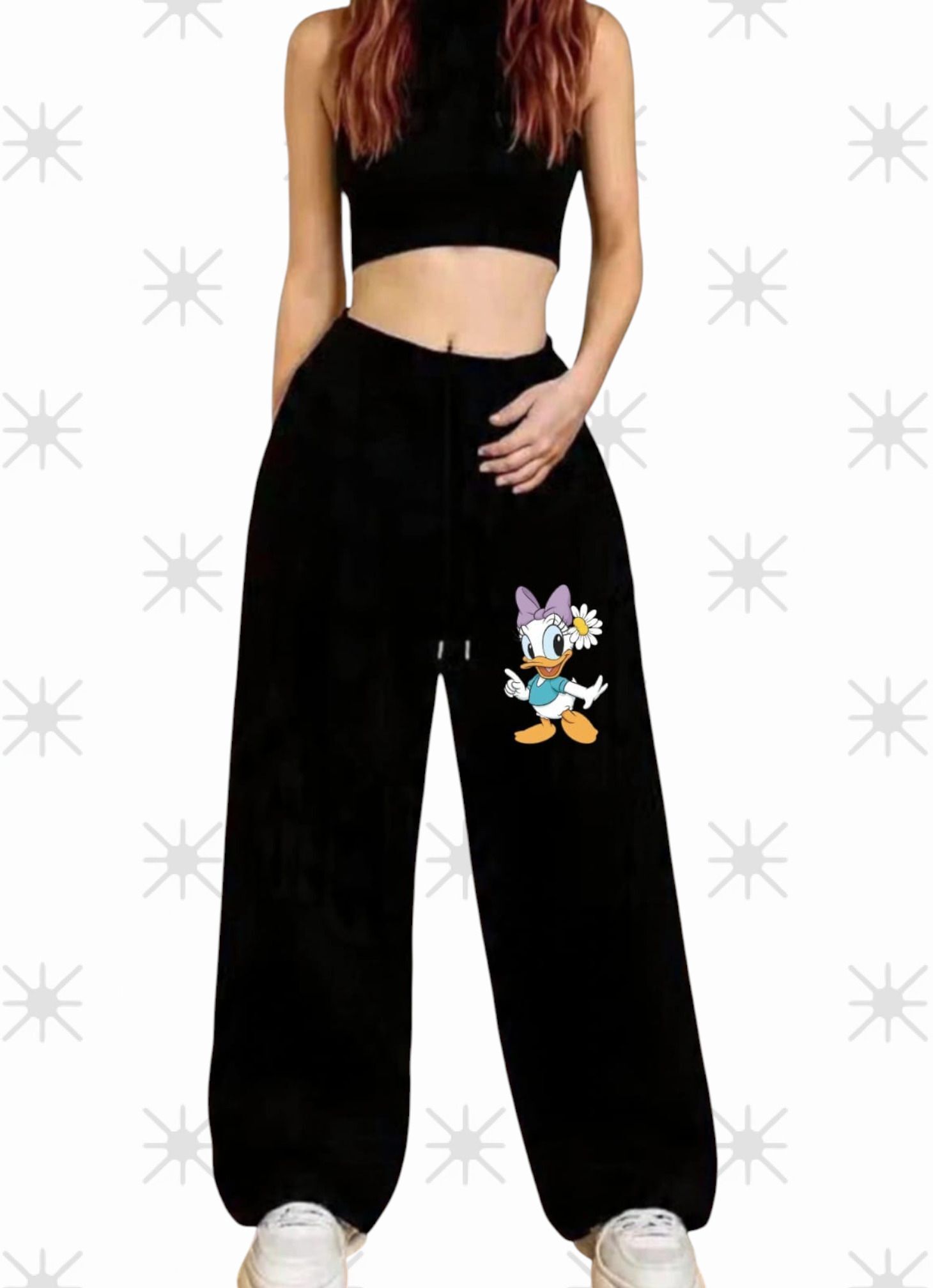 Women Printed Black Track Pants-image-43