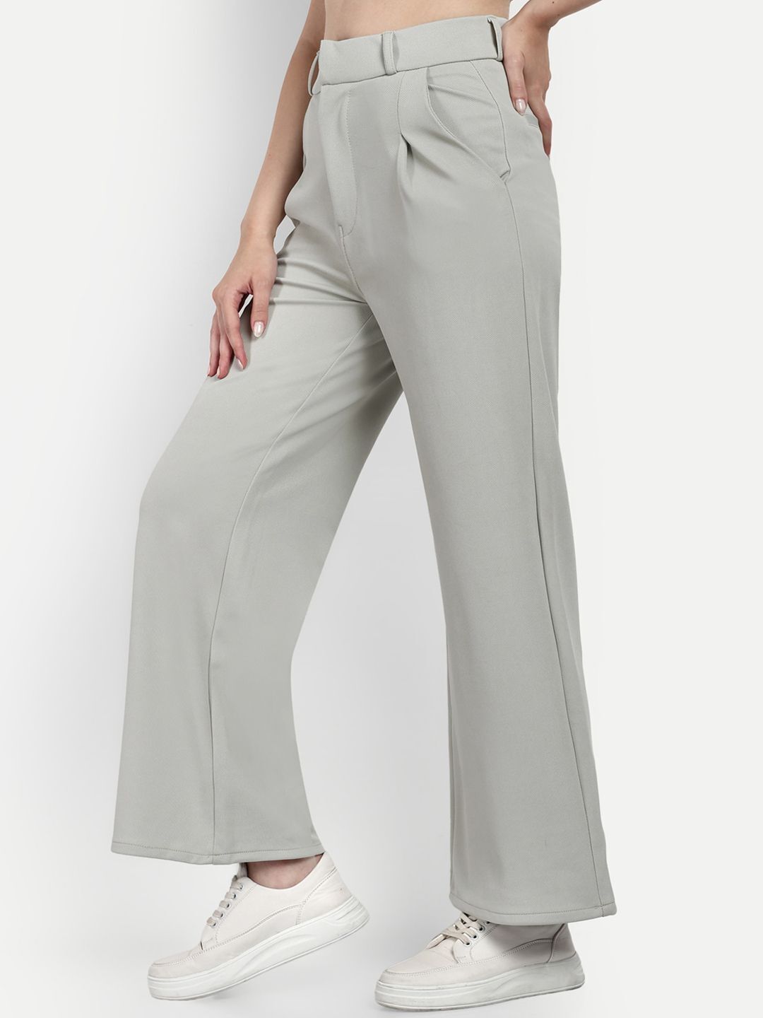 broadstar Women Loose Fit Grey Cotton Blend Trousers-picture-43
