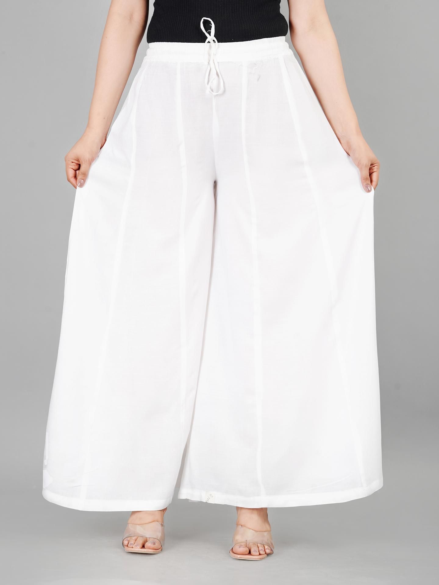 stricklin Women Flared White Viscose Rayon Trousers-picture-10