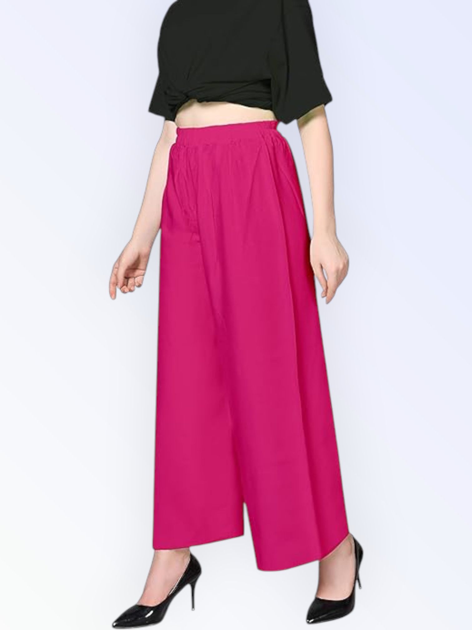 acd Women Comfort Fit Pink Viscose Rayon Trousers-picture-1