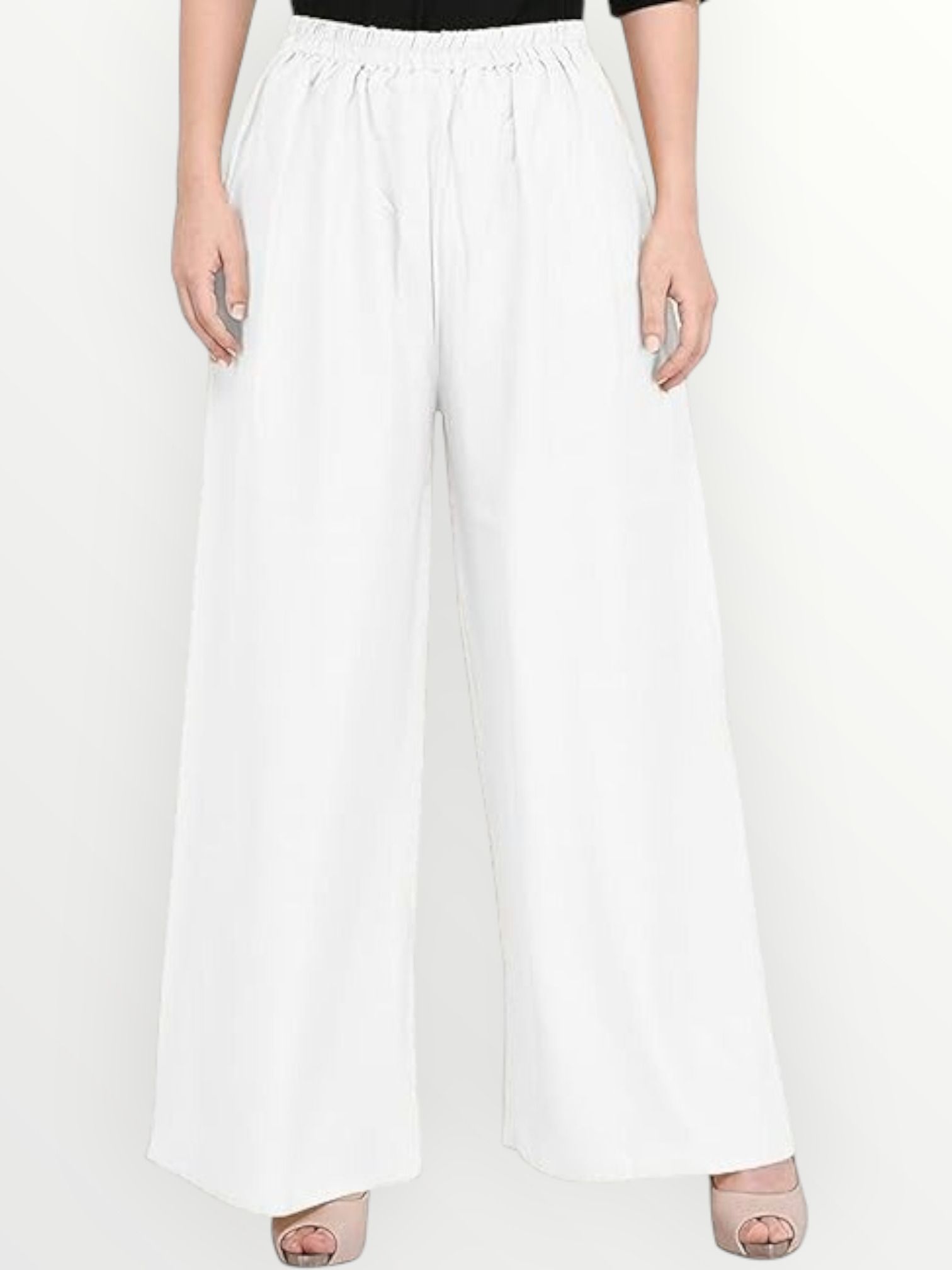 acd Women Comfort Fit White Viscose Rayon Trousers-picture-10