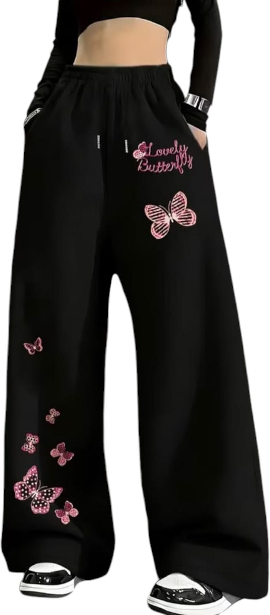 Women Printed Black Track Pants-image-48